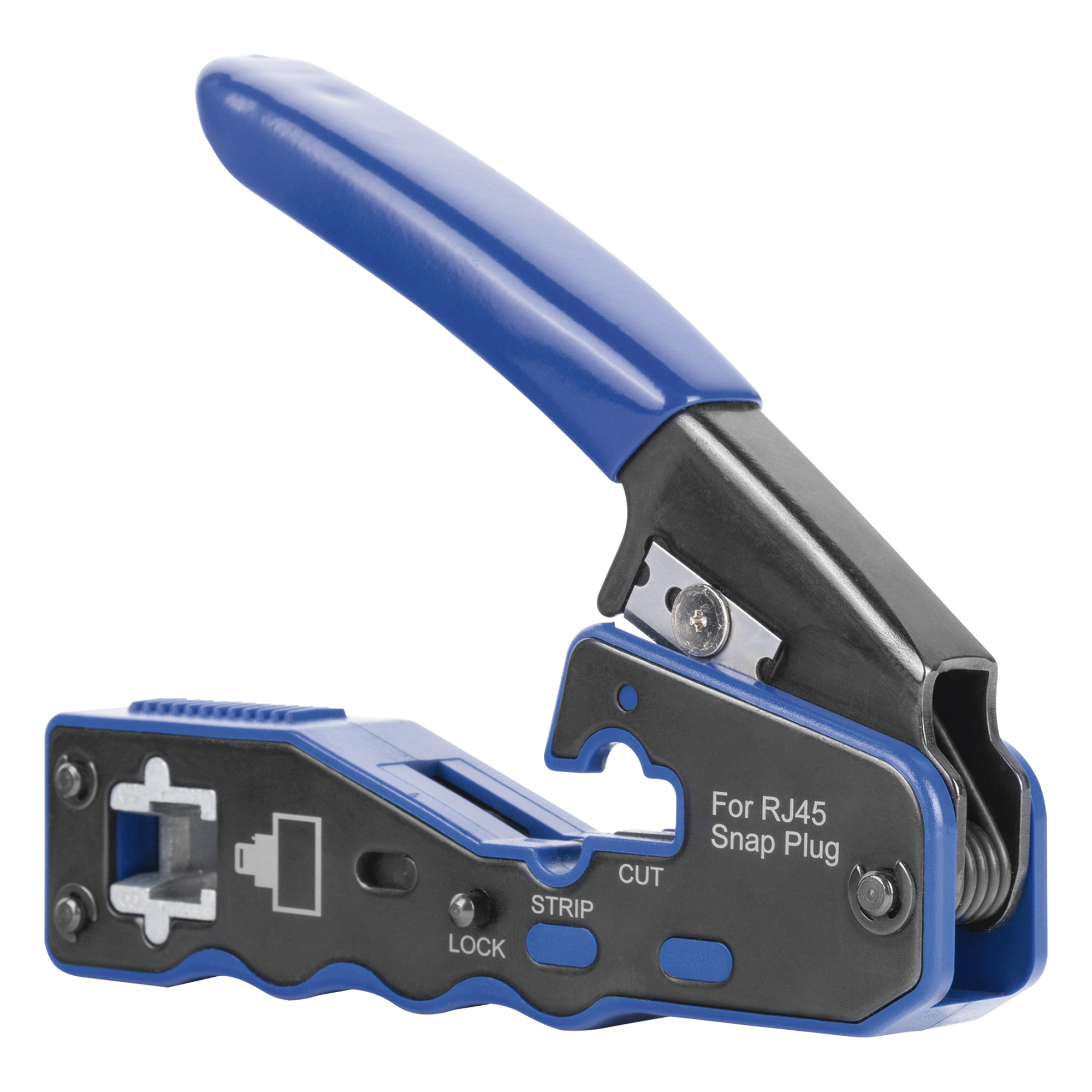 Pinza de Red / Corte y Terminado RJ45 Pass-Through / Cuchilla Intercambiable / Acero al Carbón / Mango Ergonómico ABS + TPR — EPCOM POWERLINE · SKU EP670