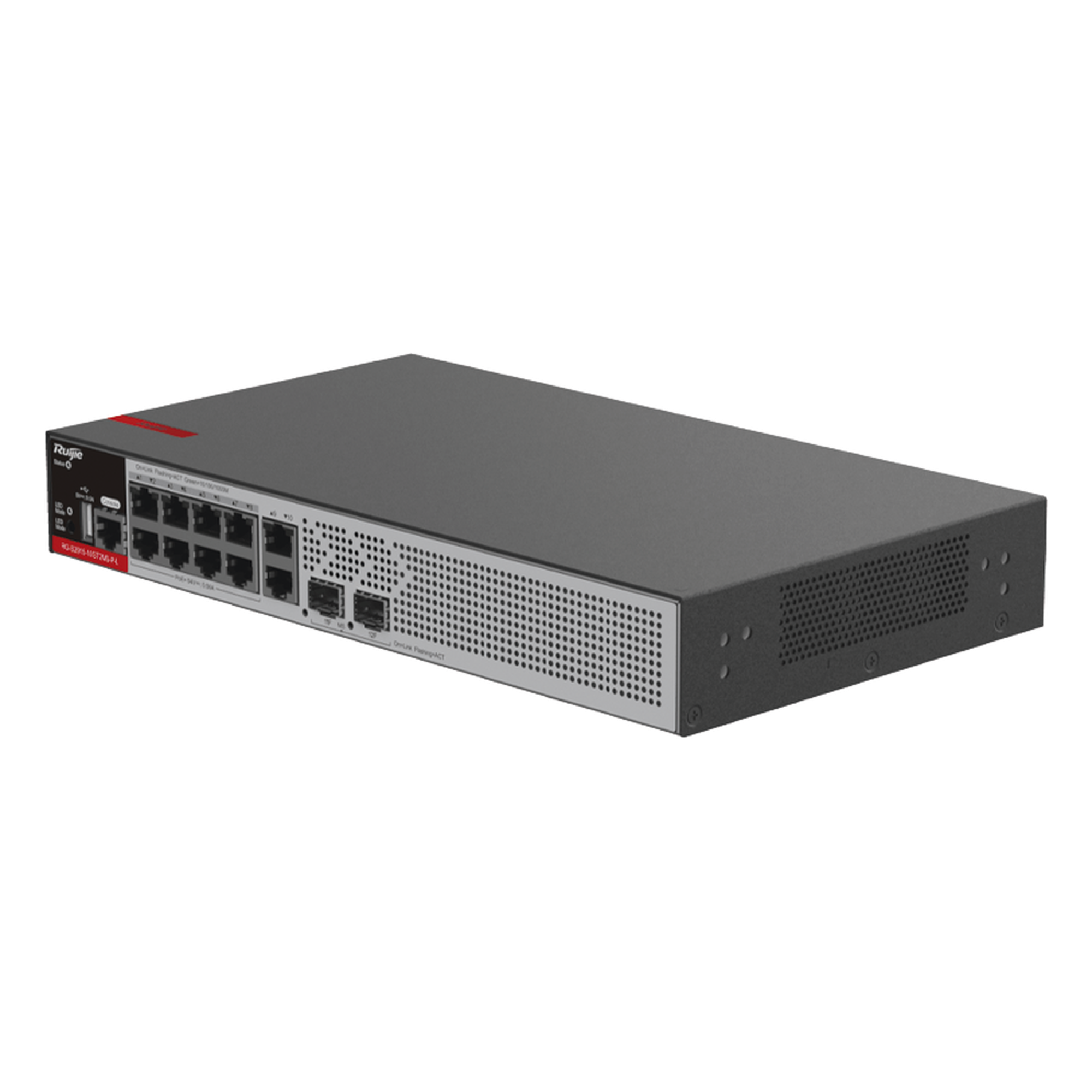 Switch PoE+ Administrable L2+ / 8 Puertos PoE+ Gigabit / 2 Uplink SFP 2.5G / 125W PoE / 30Gbps / 1U — RUIJIE · SKU RG-S2915-10GT2MS-P-L