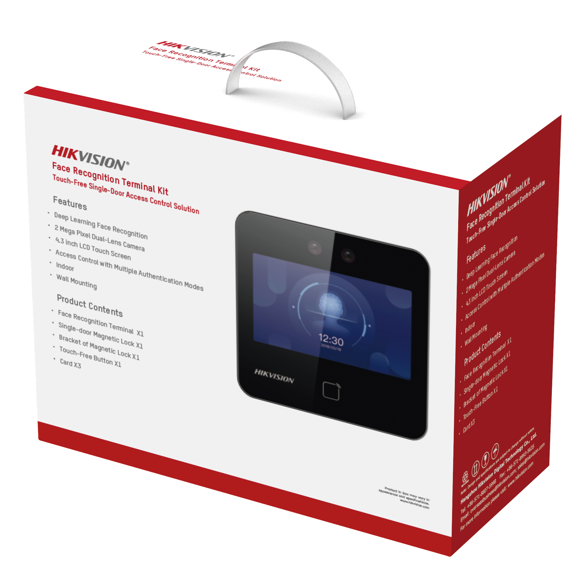 Terminal de Control de Acceso / Reconocimiento Facial 1,500 Rostros / Lector QR y MIFARE / Pantalla Táctil 4.3 Pulgadas / Videoportero 2 MP / Electroimán 600 lbs — HIKVISION · SKU DS-KAS343