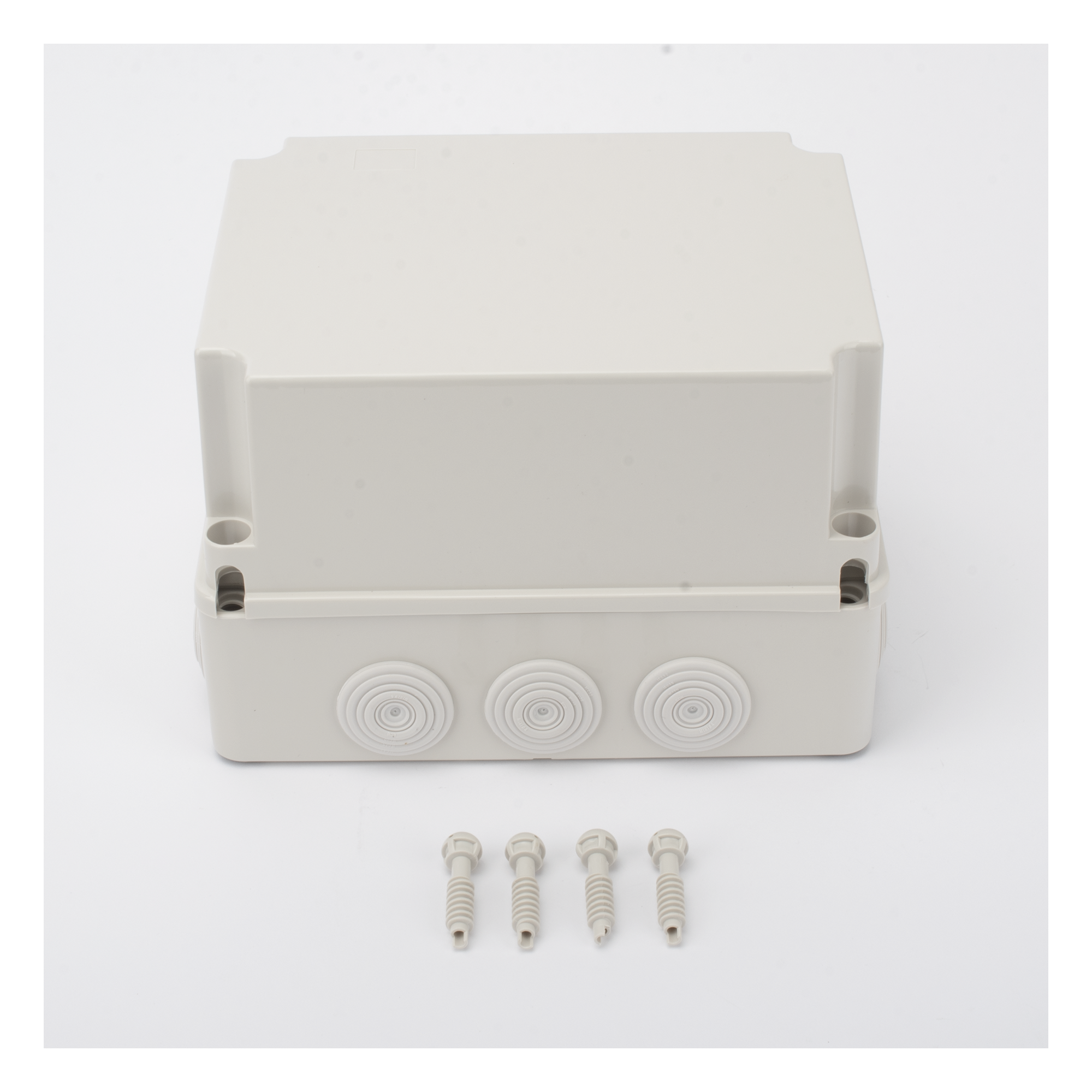 Caja de Derivación IP / 12 Glándulas Recortables / IP55 / Rango Térmico -40 a 120 °C / 190 x 240 x 165 mm (7.5 x 9.4 x 6.5 in) / Protección EMI y Antiestática
