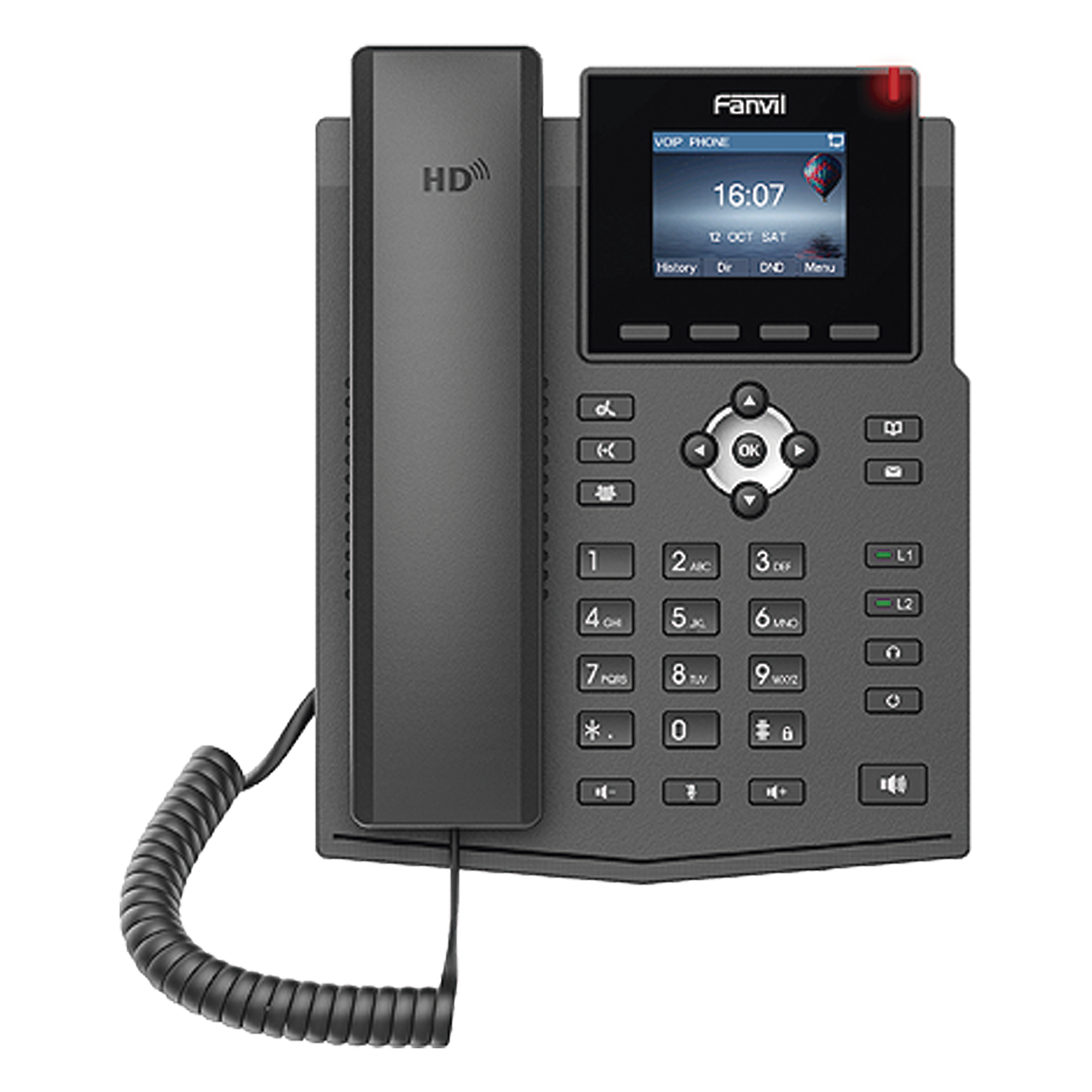 Teléfono IP / 4 Líneas SIP / Pantalla LCD Color 2.4 pulgadas / Audio HD G.722 y Opus / Conferencia 3 Vías / PoE 802.3af / OpenVPN / Soporte EHS — FANVIL · SKU X3SP-V2