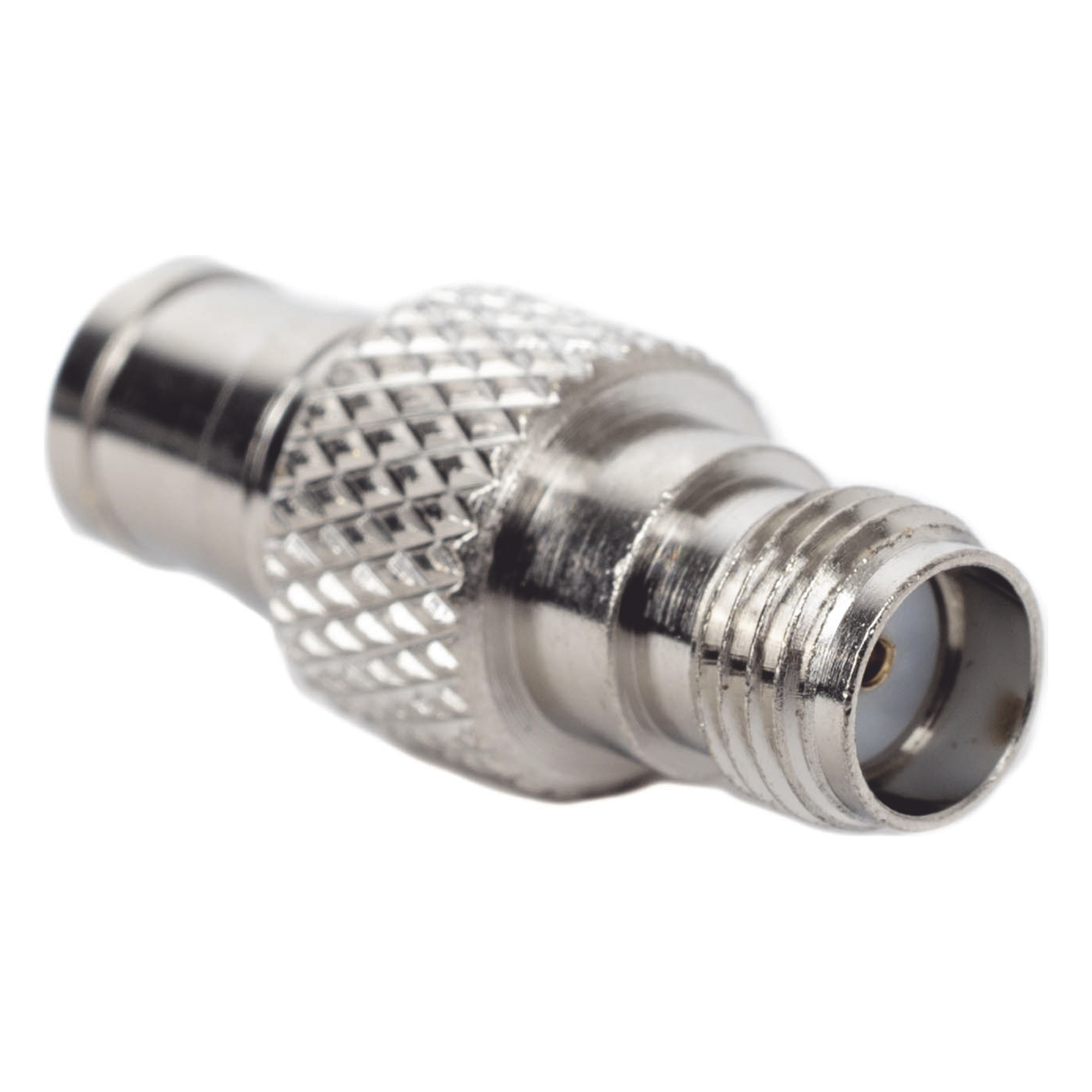 Adaptador en Línea / Conector SMA Hembra a SMB / Cuerpo Bronce Niquelado / Aislante Teflón