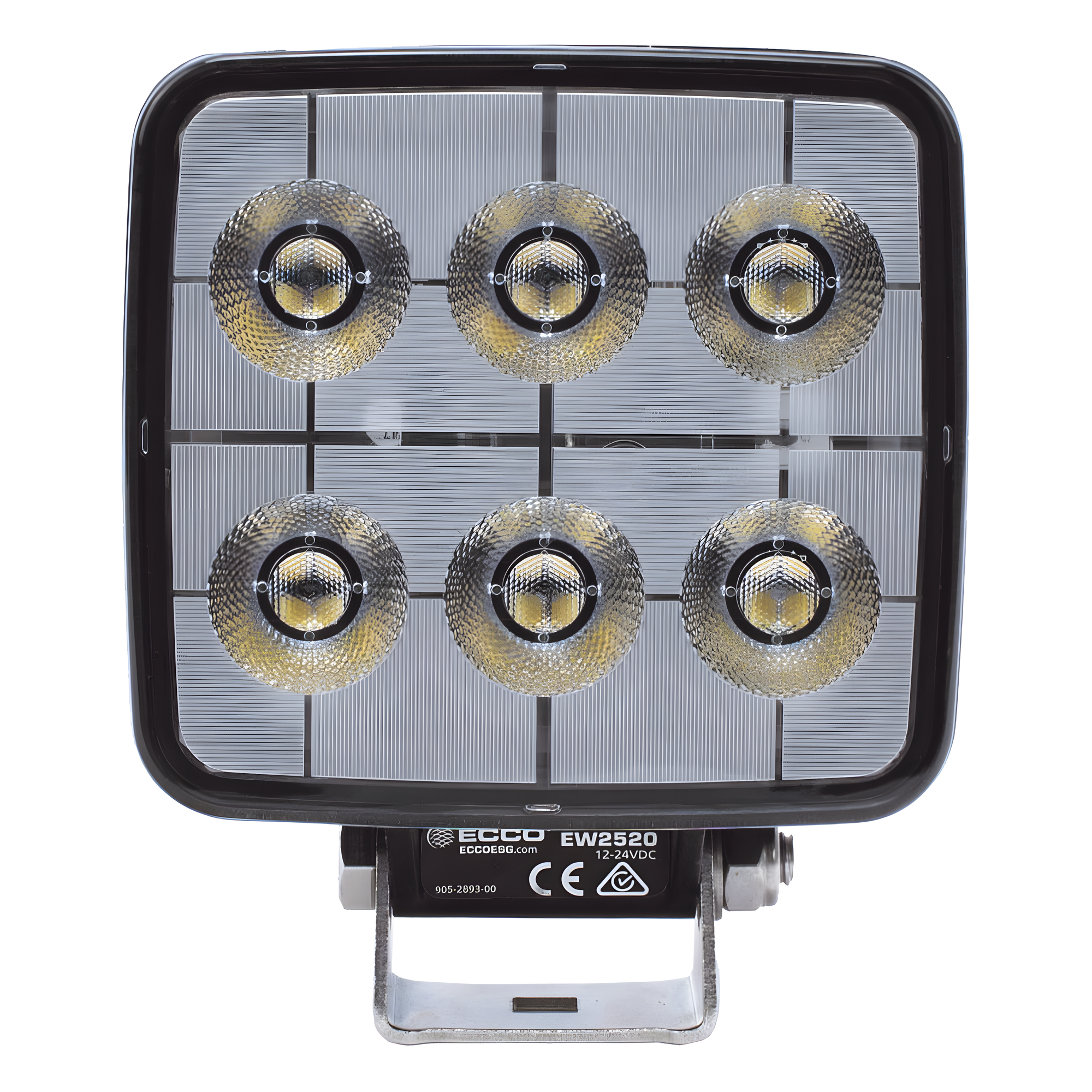 Luz de Trabajo LED / 2800 Lúmenes / 12-24 VCD / IP67 e IP69K / 6 LED 24x1W / Compacta 5.1" x 4.2" x 1.9" — ECCO · SKU EW2520