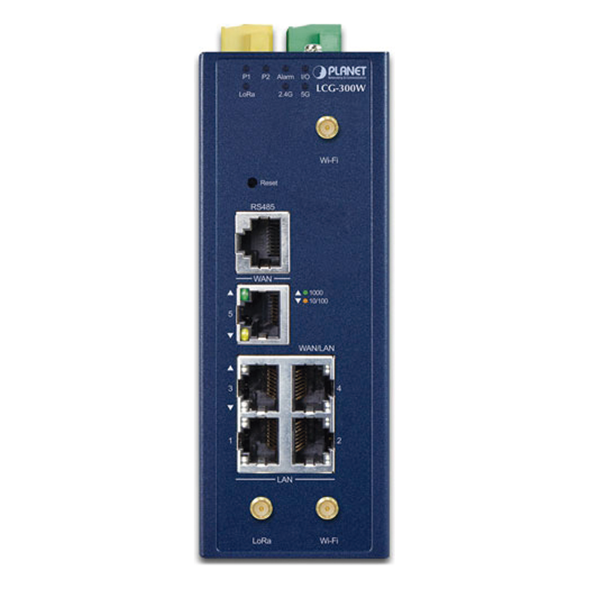 Gateway Industrial LoRaWAN / 5 Puertos 10/100/1000T / 300 Nodos / EU868 US915 AS923 / -45 a 75°C / RS485 Modbus