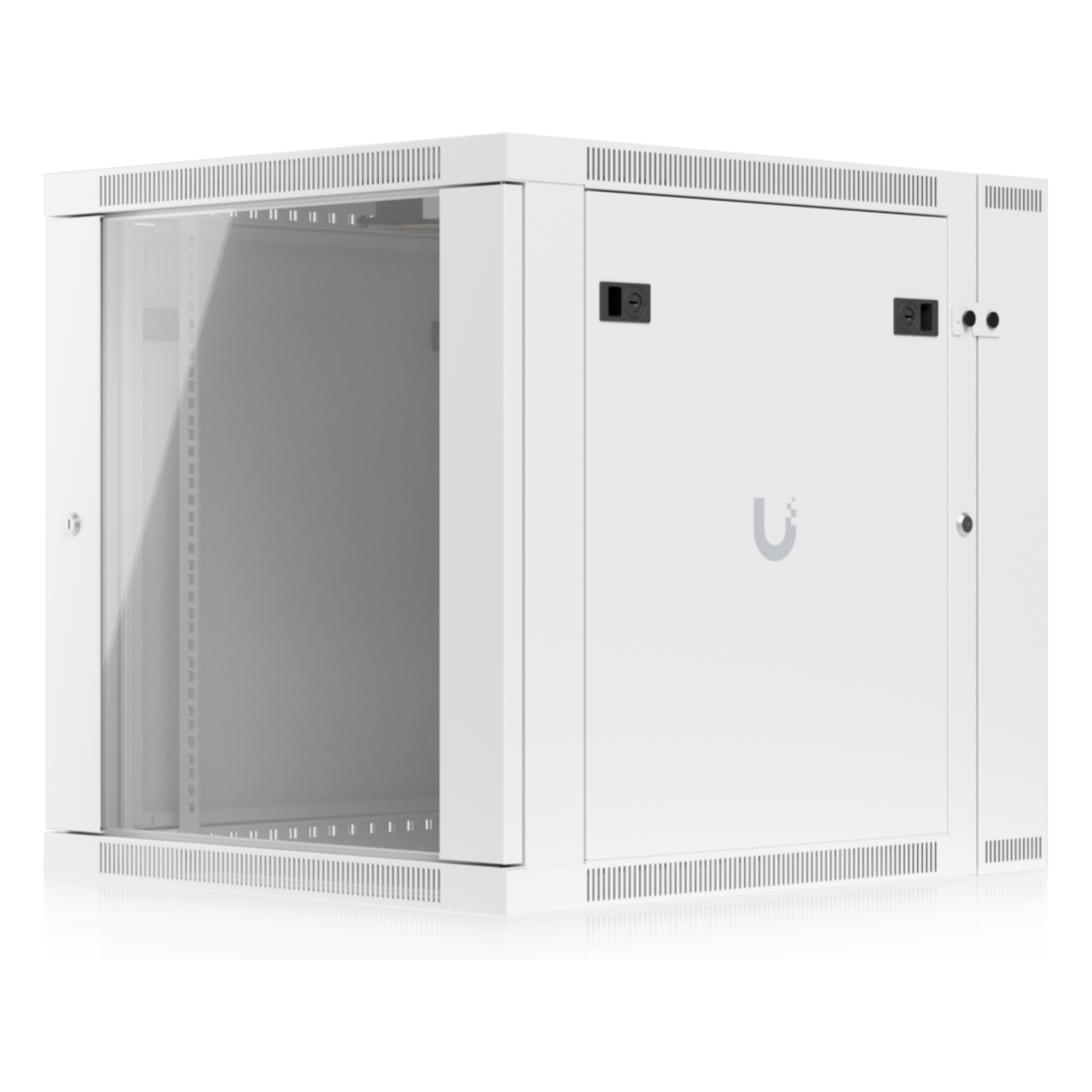 Gabinete Rack 12U / 600x703 mm / Puerta Vidrio Templado / Puerta Trasera Abatible / Paneles Laterales con Llave / Acero SPCC 1.2 mm