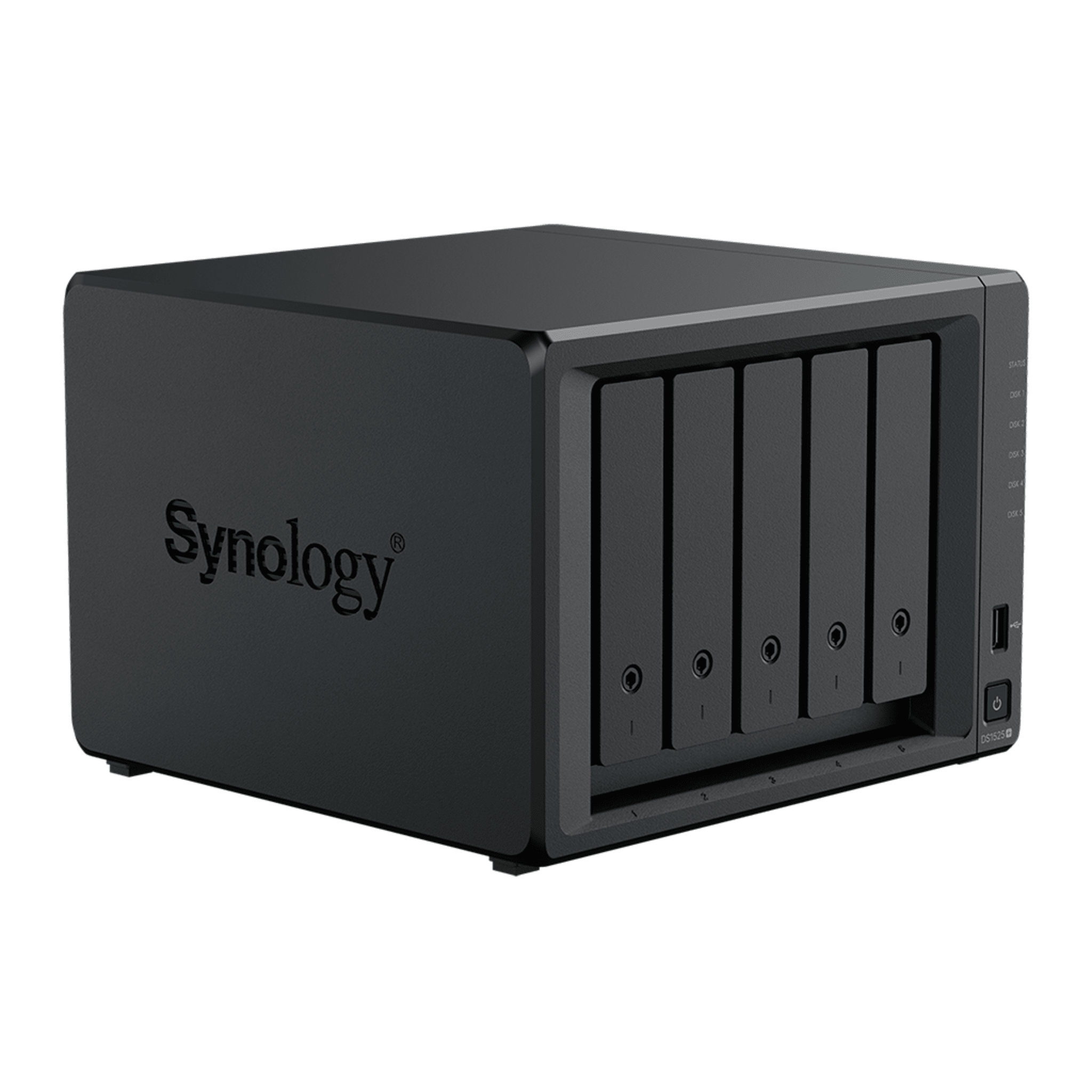 NAS DiskStation DS1525+ | 5 Bahías | Expansión hasta 15 Bahías | 2 Puertos 2.5GbE | Soporte 10GbE | Almacenamiento en Caché SSD | Hasta 300 TB de Capacidad | Compatible con Virtualización y Vigilancia.