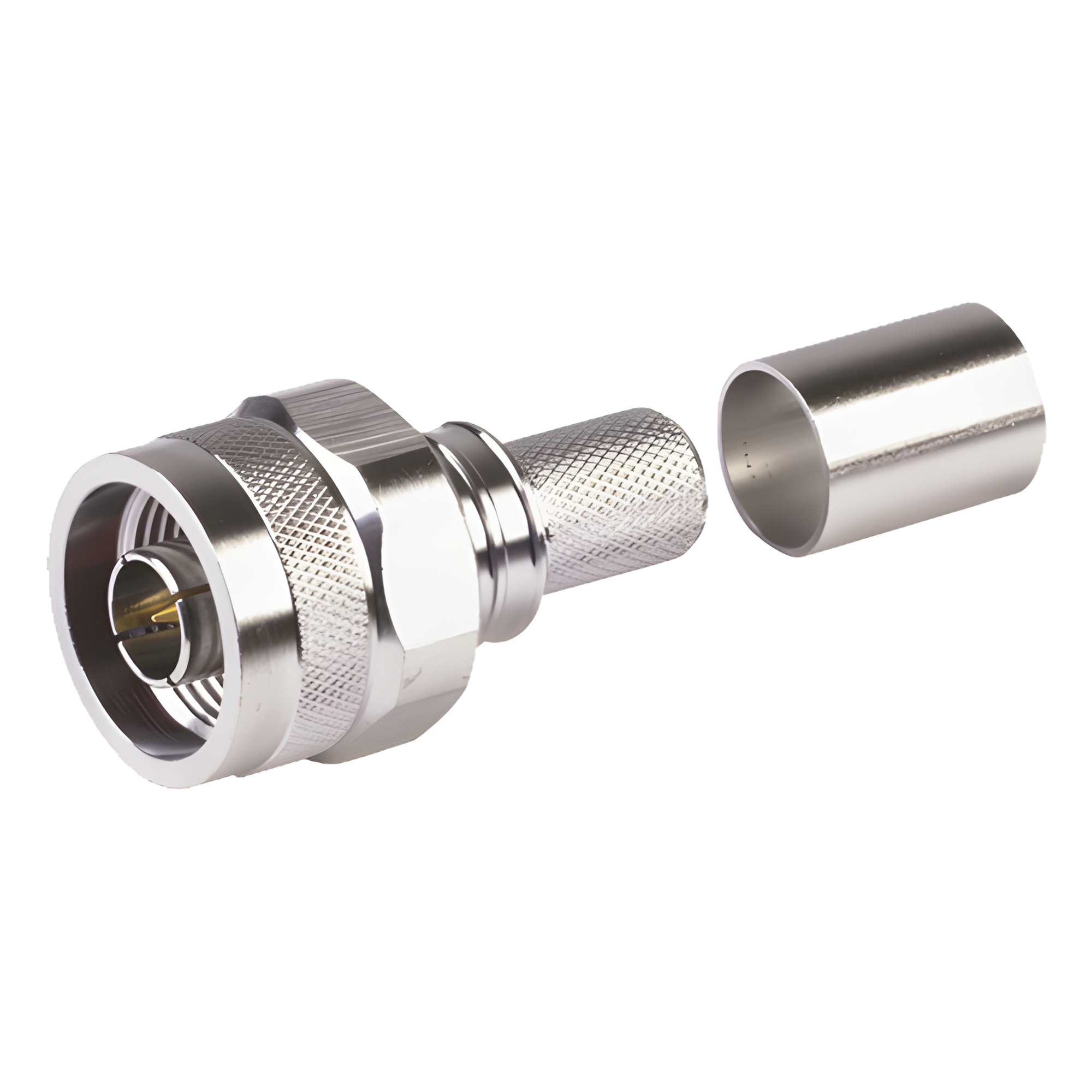 Conector Coaxial N Macho / Ensamble Plegable / Pin Cautivo No Soldable / 50 Ohm / PTFE / Cables RG8-LMR400 — Times Microwave · SKU EZ-400-NM-HX
