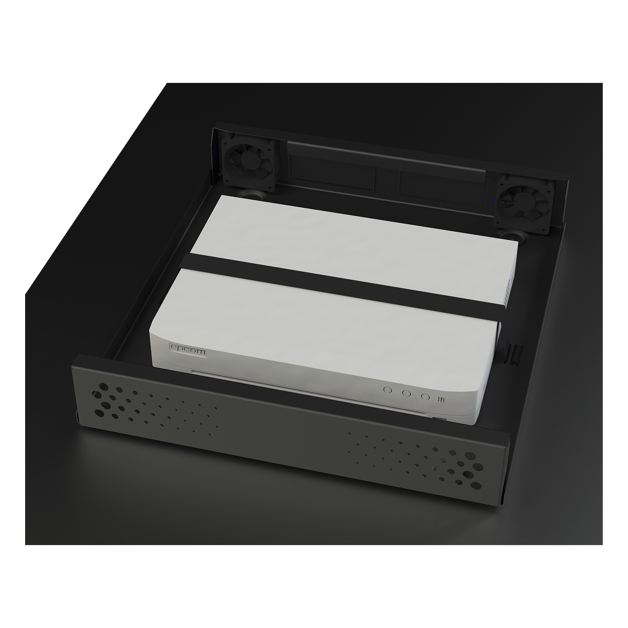 Gabinete Metálico de Seguridad para DVR/NVR, Ancho 396 mm x 78 mm de Alto x 