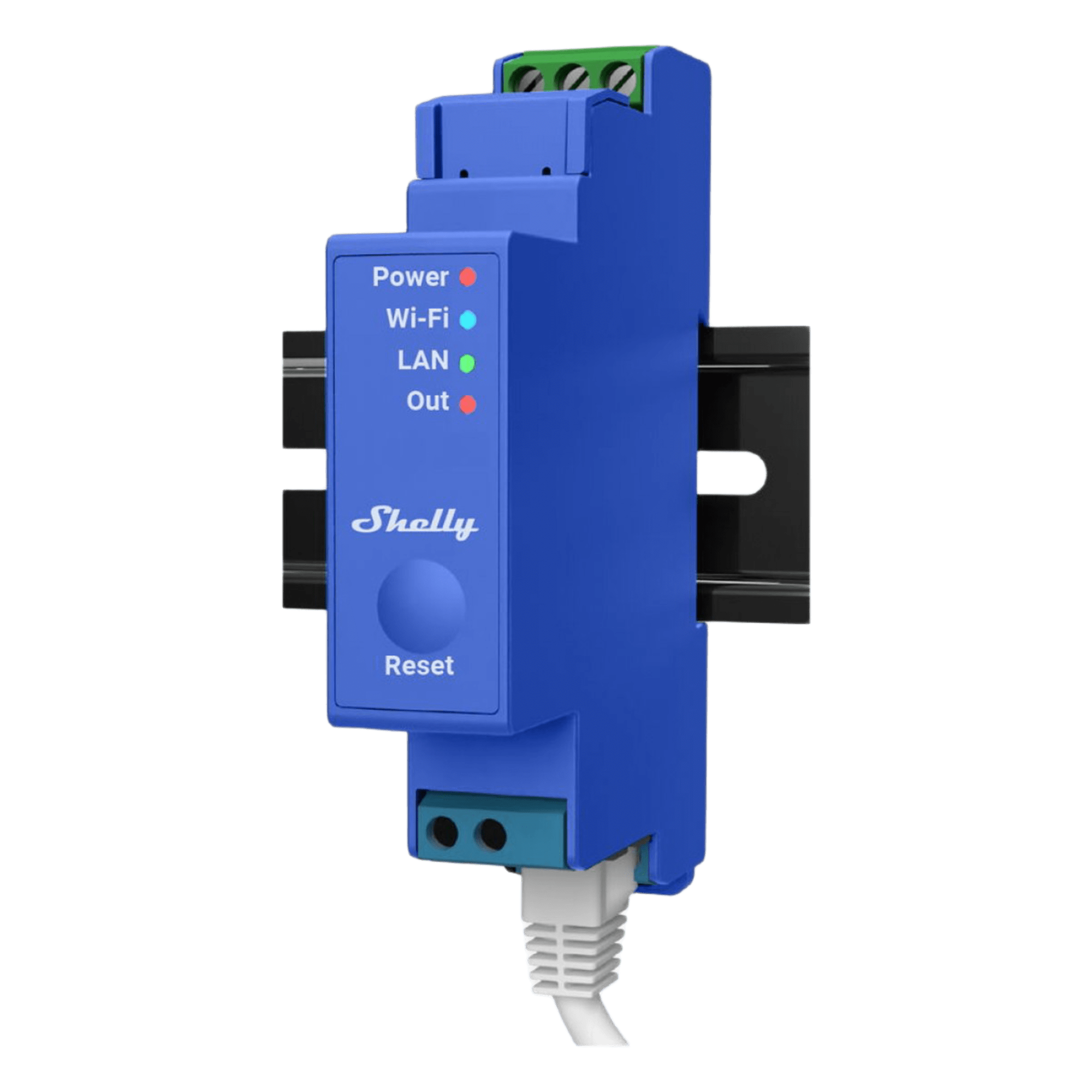 Relevador Inteligente / 1 Canal / Contacto Seco / Wi-Fi, Bluetooth y Ethernet / 16 A / Riel DIN / -20°C a +40°C — SHELLY · SKU SHELLYPRO1