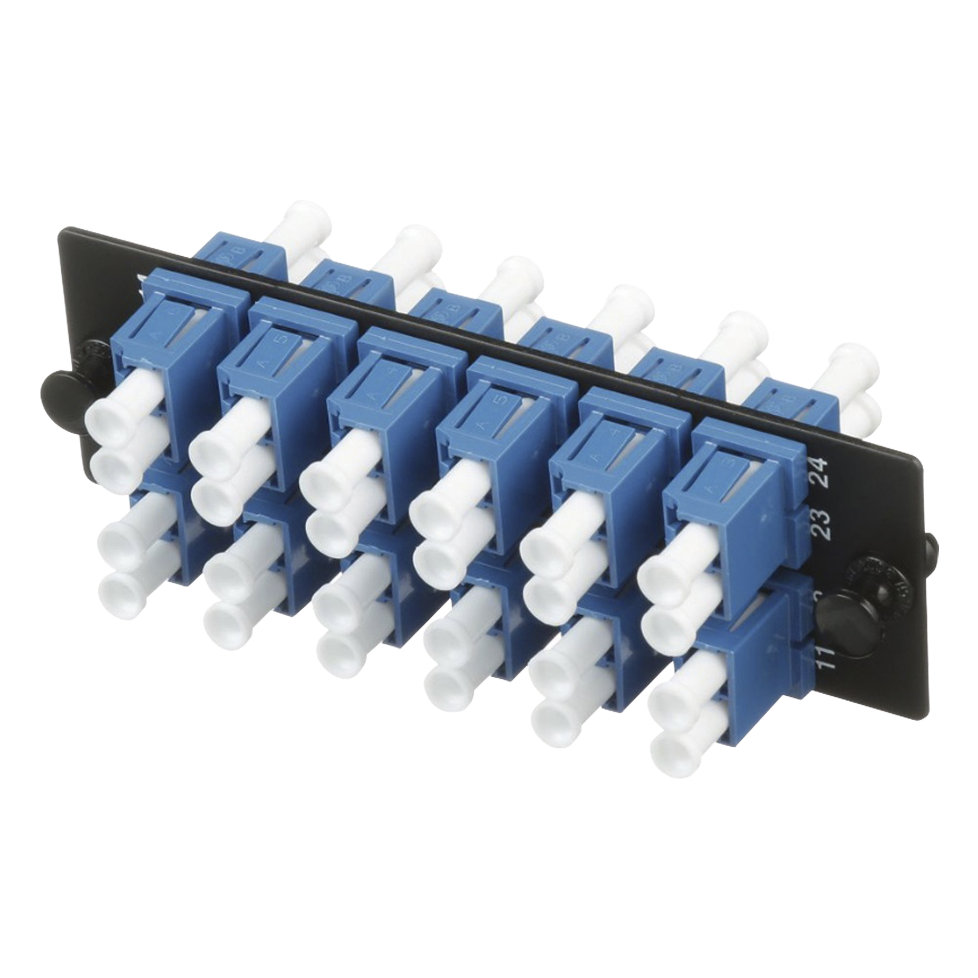 Placa Acopladora de Fibra Óptica / 12 Conectores LC Duplex / 24 Fibras Monomodo OS1/OS2 / Zirconia Cerámica / Color Azul — PANDUIT · SKU FAP12WBUDLCZ