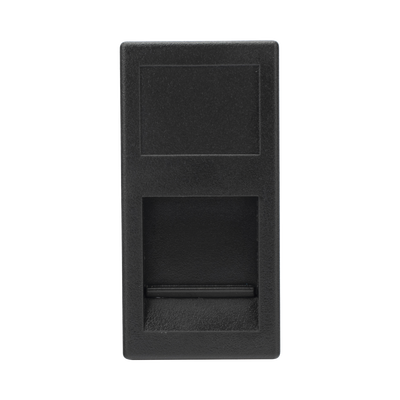 Medio Módulo / 1 Puerto Keystone RJ45 / Guardapolvo Integrado / Cajas Teleblock y Ofiblock / Acabado Negro — SIMON · SKU SM-1/2-KEY-N