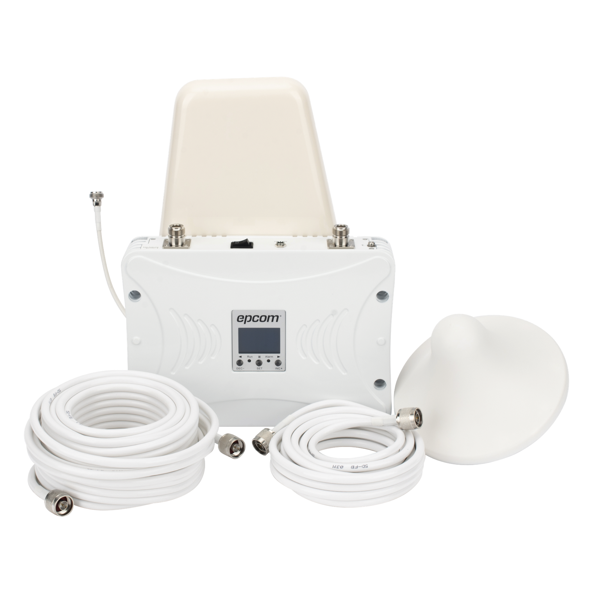 Amplificador de Señal Celular / Tribanda 2G/3G/4G LTE / Ganancia 70 dB / Cobertura hasta 900 m² (9,687.5 ft²) con 3 Antenas / Display LCD / Multioperador — EPCOM · SKU EP20-TB-4GV2