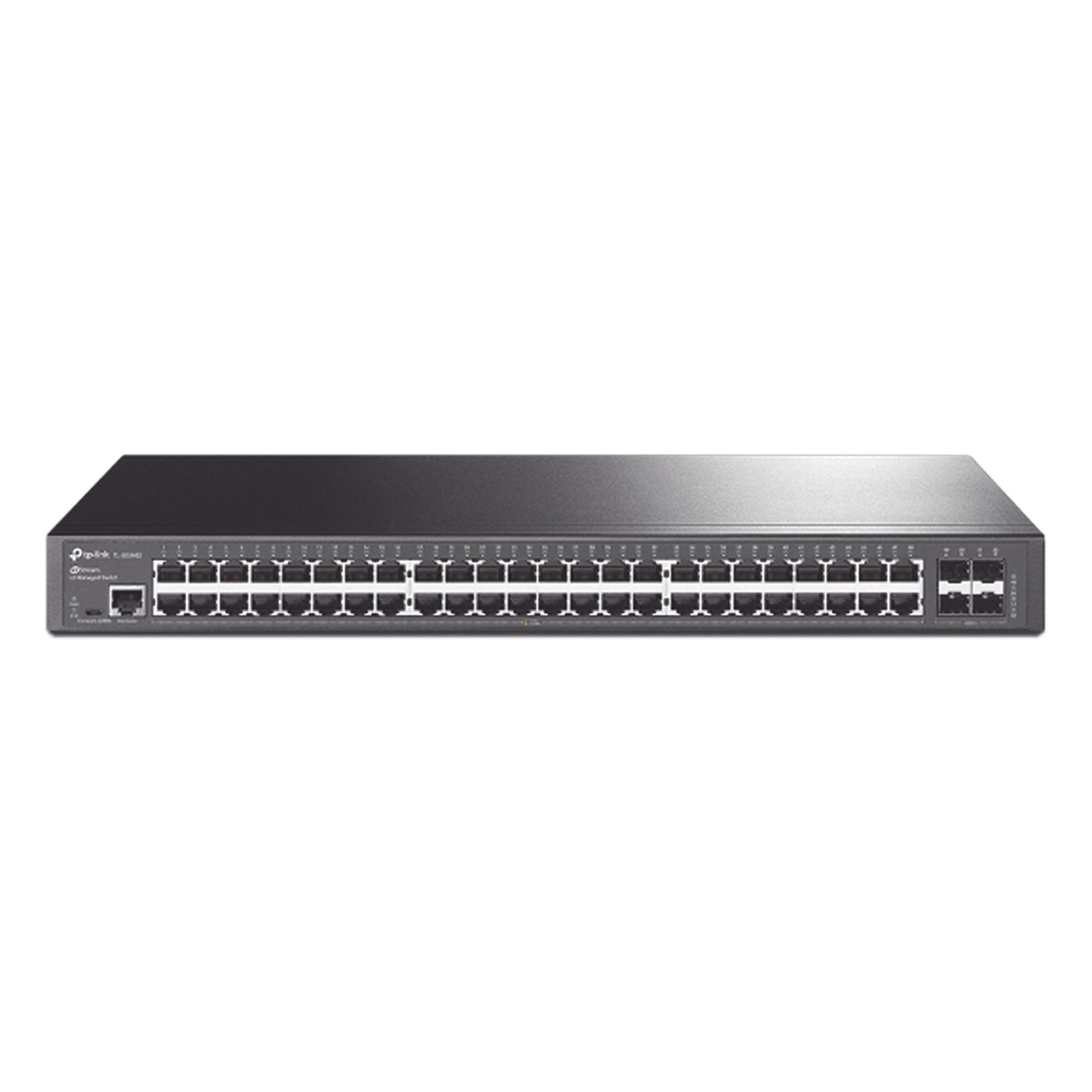 Switch Administrable Gigabit / 48 Puertos RJ45 / 4 Puertos SFP 1G / 104 Gbps / Sin Ventilador / PoE No Incluido — TP-LINK · SKU TL-SG3452