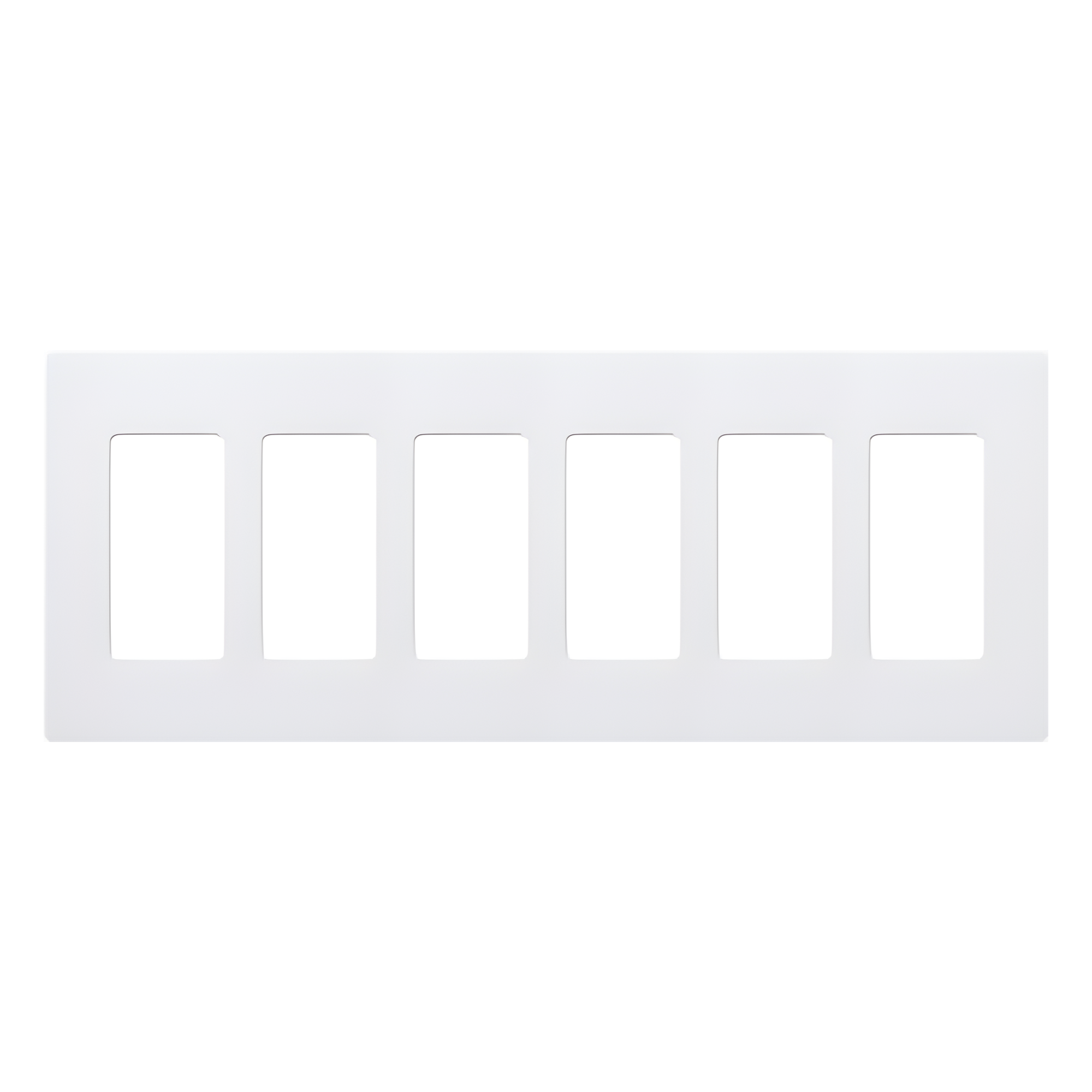 Placa de Pared Decoradora / 6 Espacios / Sin Tornillos Visibles / Blanco Brillante / Perfil 7.6 mm — LUTRON ELECTRONICS · SKU CW6-WH