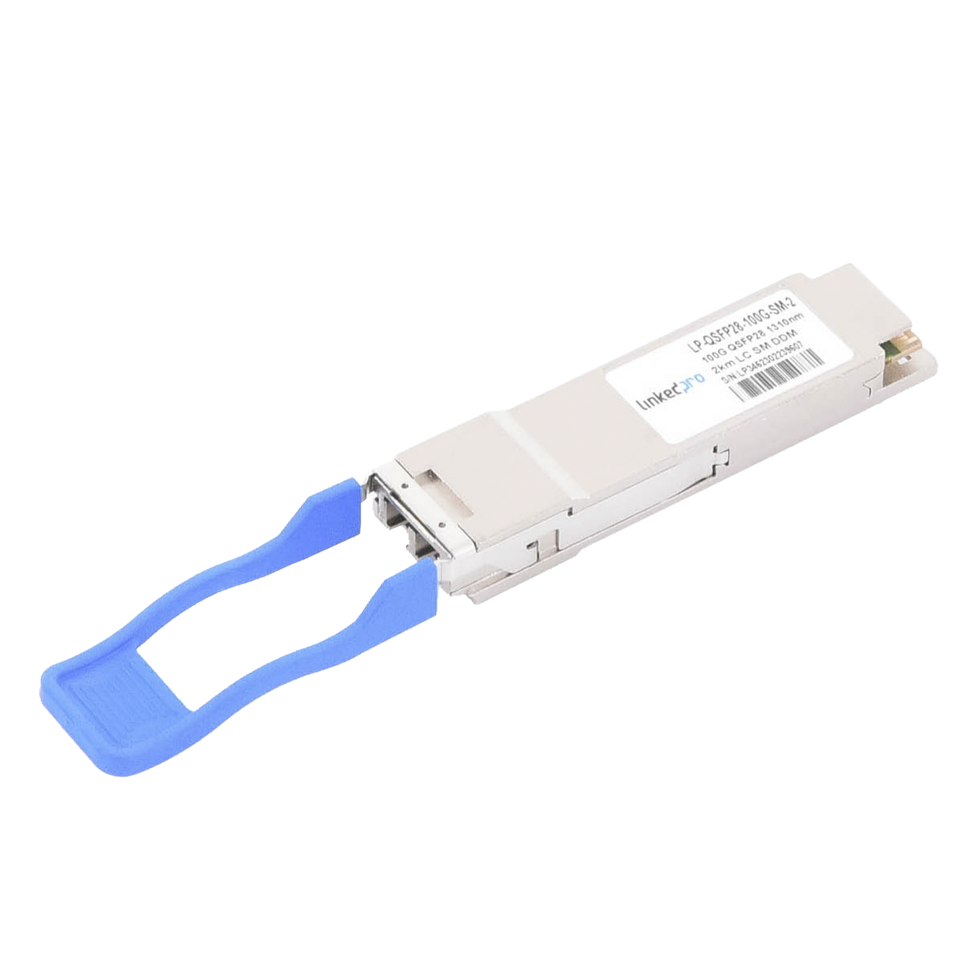 Transceptor Óptico QSFP28 / 100 Gbps / Monomodo 1310 nm / Alcance 2 km (1.24 mi) / LC/UPC Dúplex / DDM / Hot-Pluggable — LINKEDPRO BY EPCOM · SKU LPQSFP28100GSM2