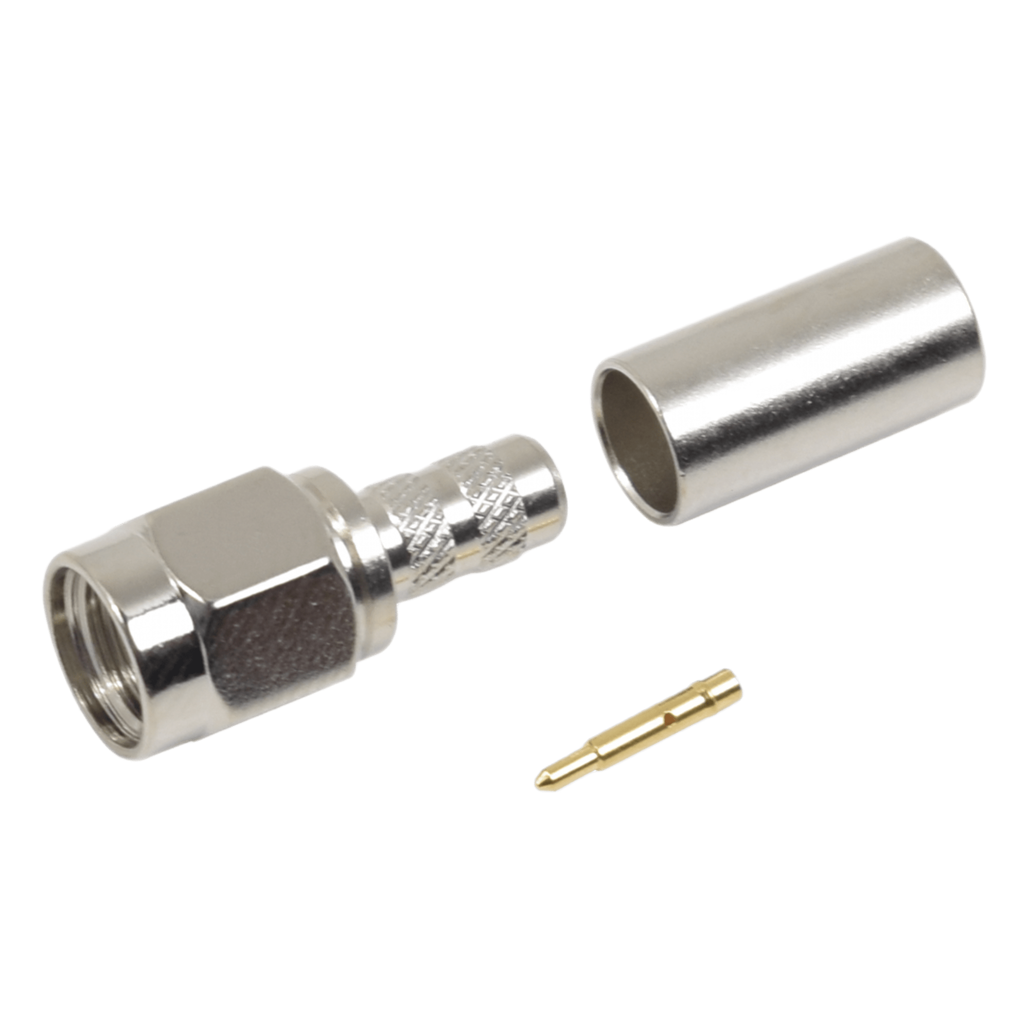 Conector RF SMA Macho / Anillo Plegable / 50 Ω / 12.4 GHz / RG-58/U LMR-195 / Teflón PTFE — RF INDUSTRIES,LTD · SKU RSA-3000-C