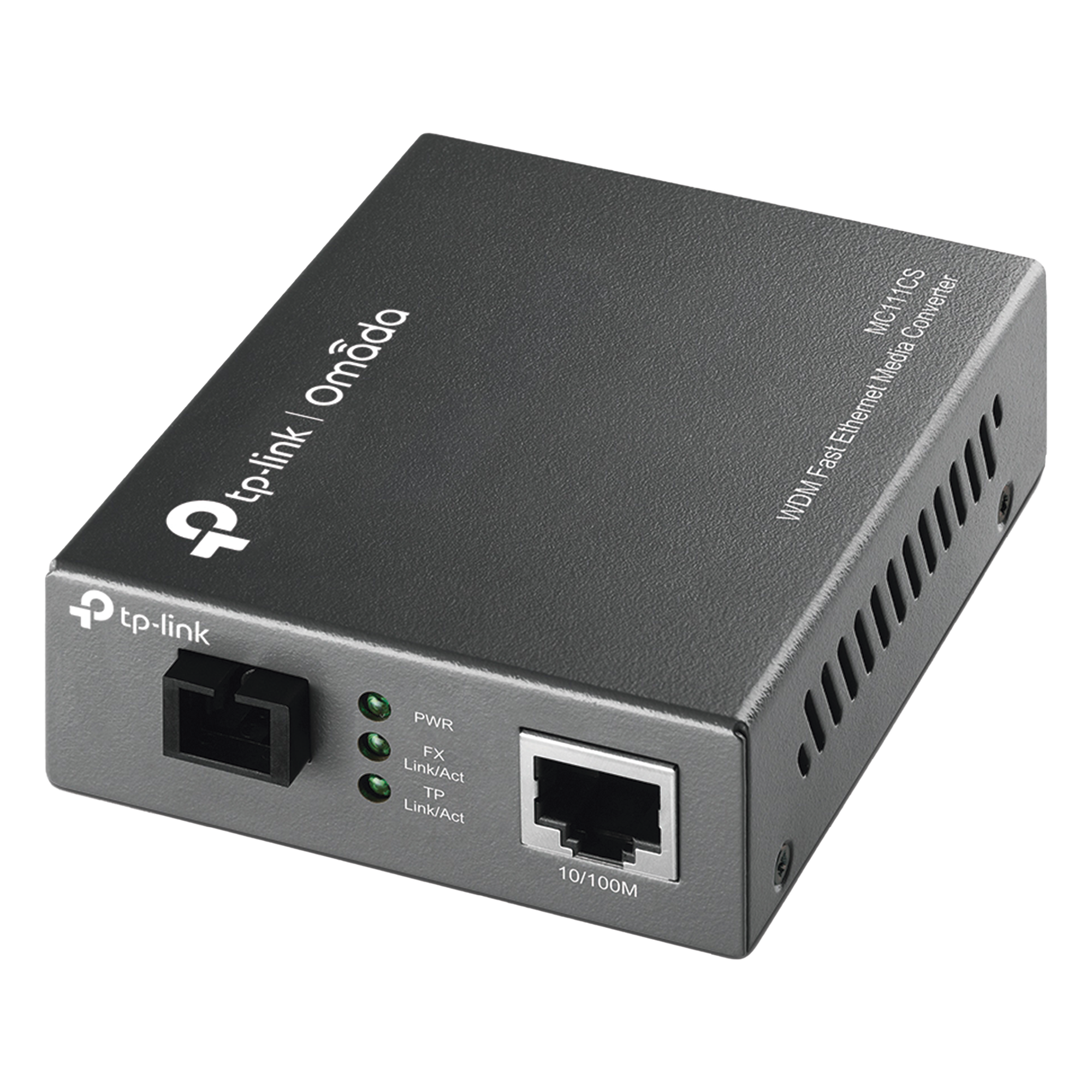 Convertidor de Medios WDM / Fibra Monomodo SC / 1 Puerto RJ45 10/100 Mbps / Alcance 20 km (12.4 mi) / Longitud de Onda 1550/1310 nm — TP-LINK · SKU MC111CS