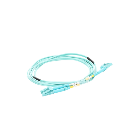 Jumper de Fibra Óptica Multimodo OM4 50/125 LC-LC OFNR (Riser), 2.0 mm, Dúplex, Aqua, 2 Metros (6.56 Pies)
