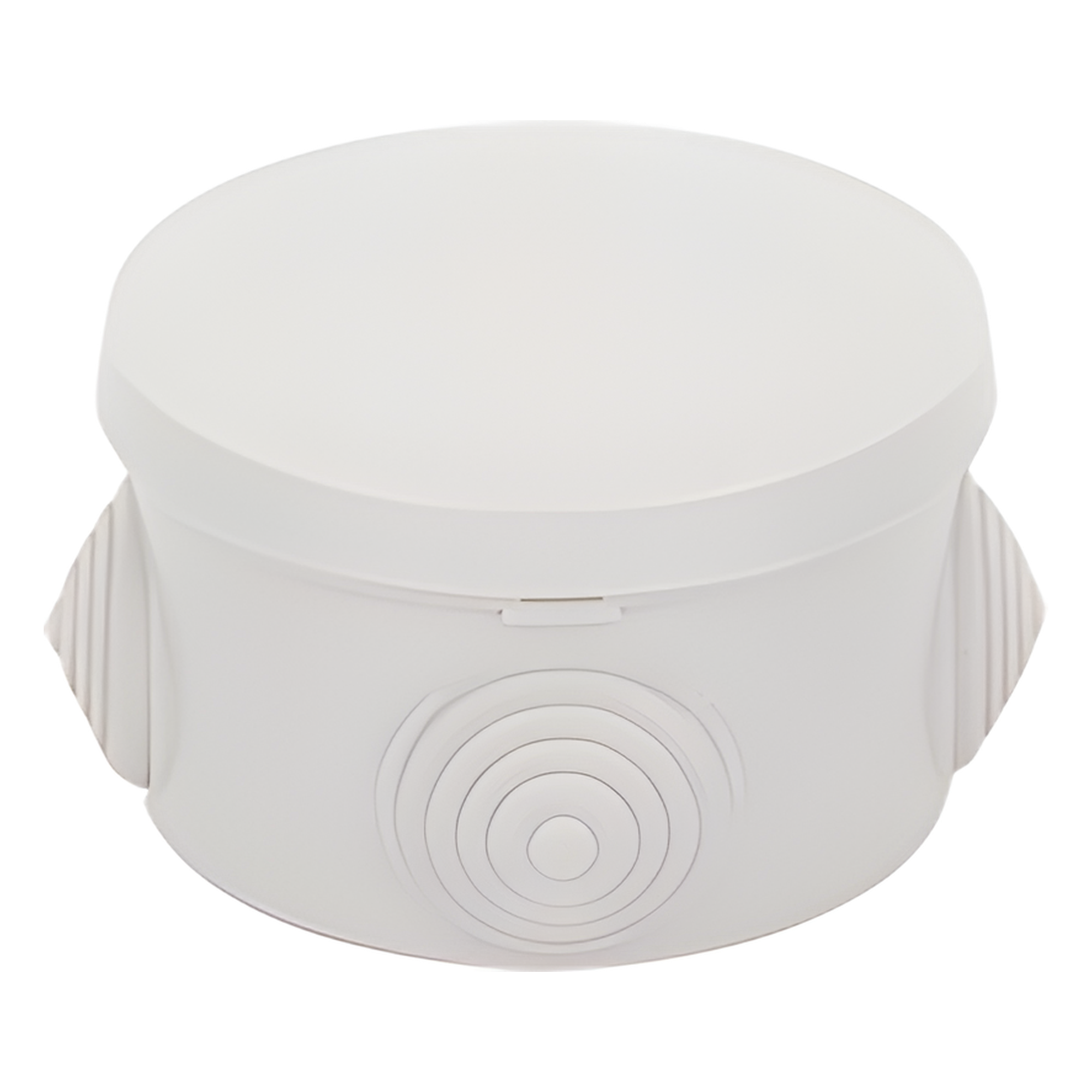 Caja Derivación-Conexión de Plástico Circular con 4 Glándulas de Goma (70 diámetro X 48 alto mm). Para Instalaciones Comerciales,  Residenciales e Industriales. Cerrado a Presión. 