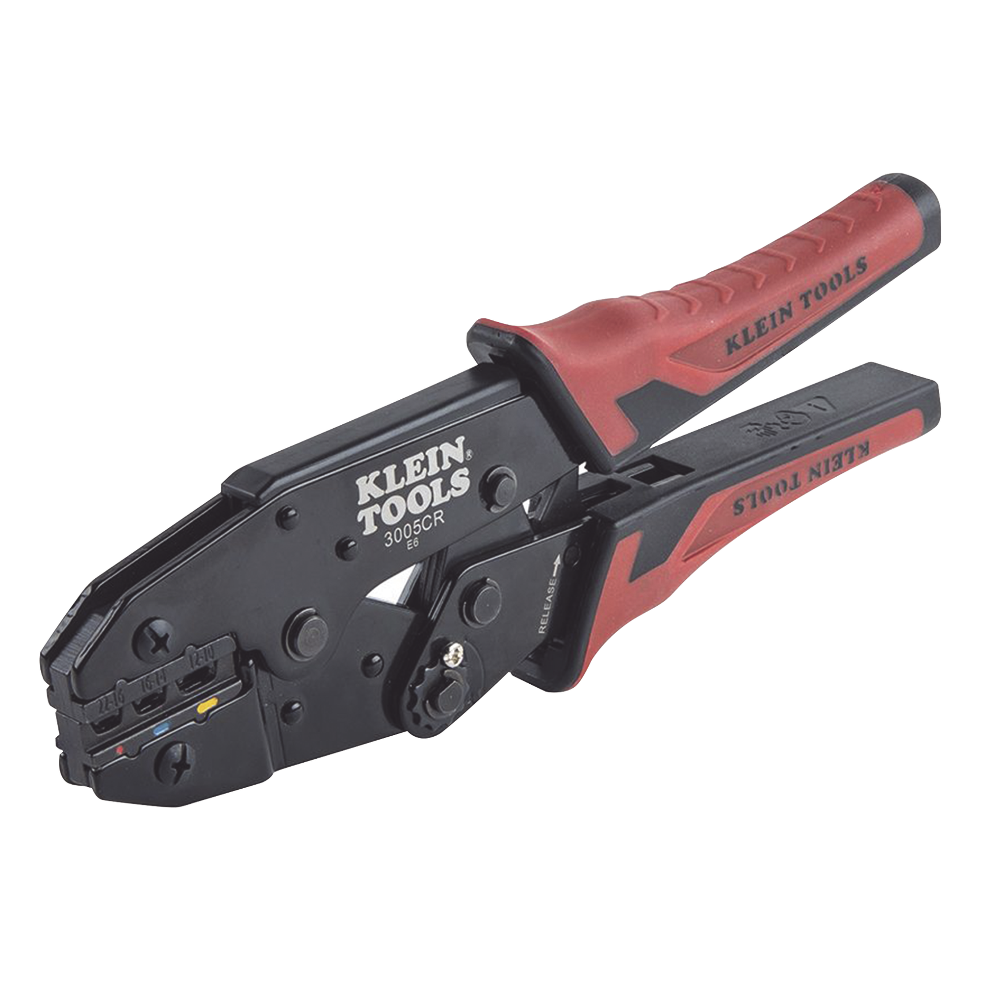 Pinza Ponchadora / Terminales Aislados 10-22 AWG / Acción Compuesta / Tres Cavidades / Doble Agarre — KLEIN TOOLS · SKU 3005-CR