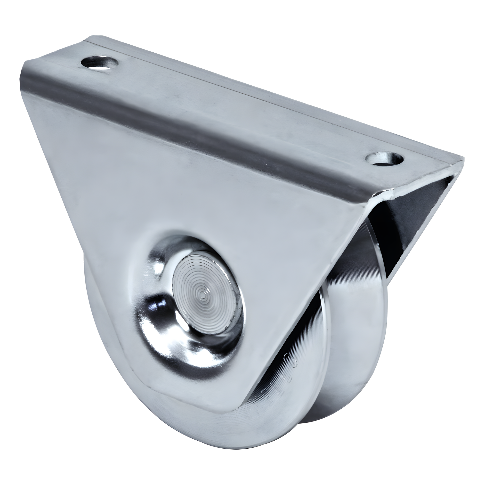 Rueda para Puerta Corrediza / 8 cm (3.15 in) / Carga 200 kg (440 lb) / Montaje en Superficie / Canal Tipo V / Acero Galvanizado — COMUNELLO · SKU 1150-9020-001