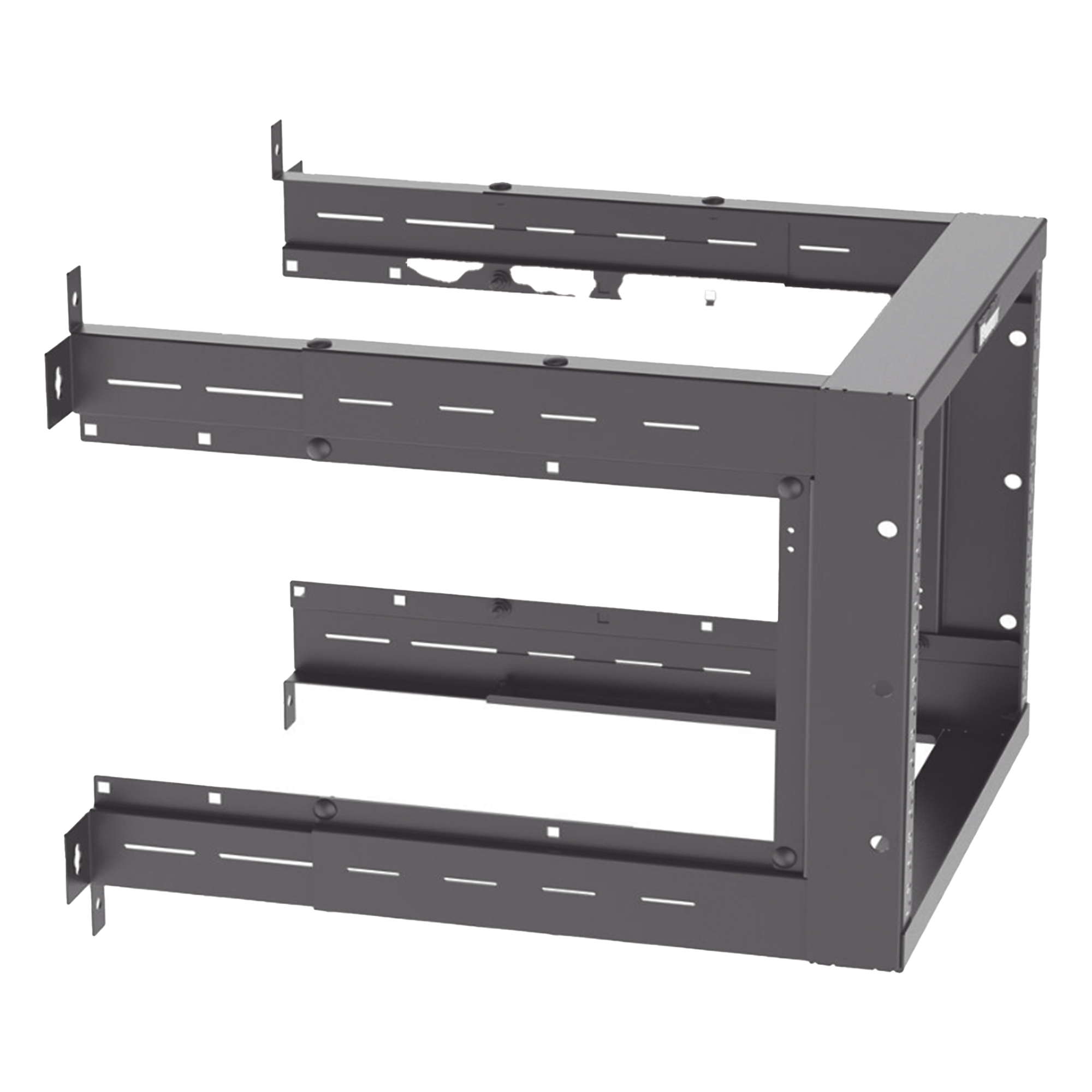 Rack de Montaje en Pared / 19in / Profundidad Ajustable 18-25 in / 9 UR / Rieles Roscados #12-24 / Acero con Recubrimiento en Polvo