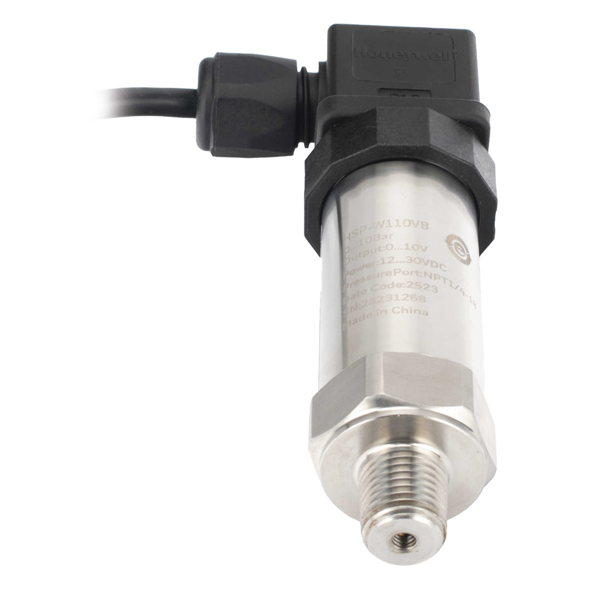 Sensor de Presión Industrial / Rango 0 a 10 bar / Salida Analógica 0-10 V / Conexión NPT / IP65
