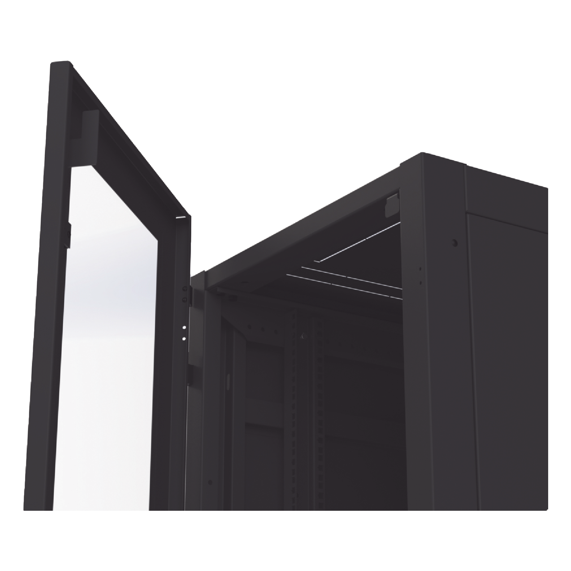 Gabinete de Piso para Telecomunicaciones / 45 UR / 1200 mm (3.94 ft) Profundidad / Carga 1300 kg / Puerta con Cristal Templado / 4 Postes Ajustables