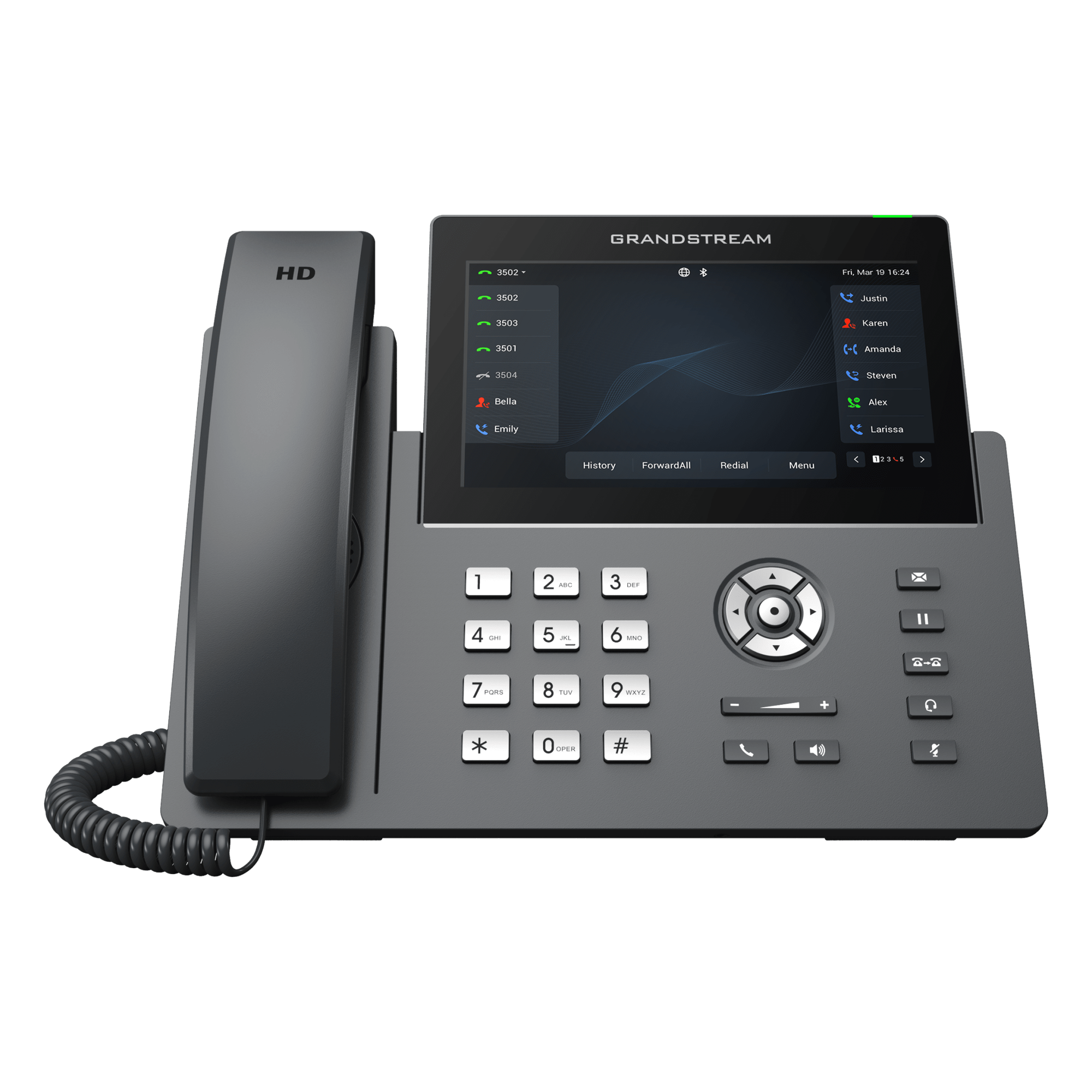 Teléfono IP / 12 Líneas SIP / 6 Cuentas / Pantalla Táctil 7" / Wi-Fi Dual Band / PoE Gigabit / Bluetooth / Audio HD Opus