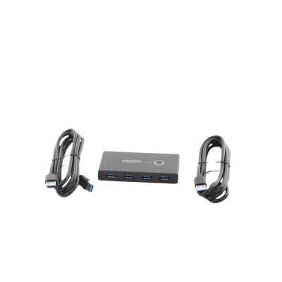 Conmutador USB para Compartir 4 Puertos USB 3.0 a 2 PC Ìs | Cambio Mediante Botón | Incluye Dos Cables USB de 1.5 m | ABS | Permite que 2 Usuarios Compartan 4 Dispositivos Periféricos USB3.0, como una impresora, un escáner, etc.
