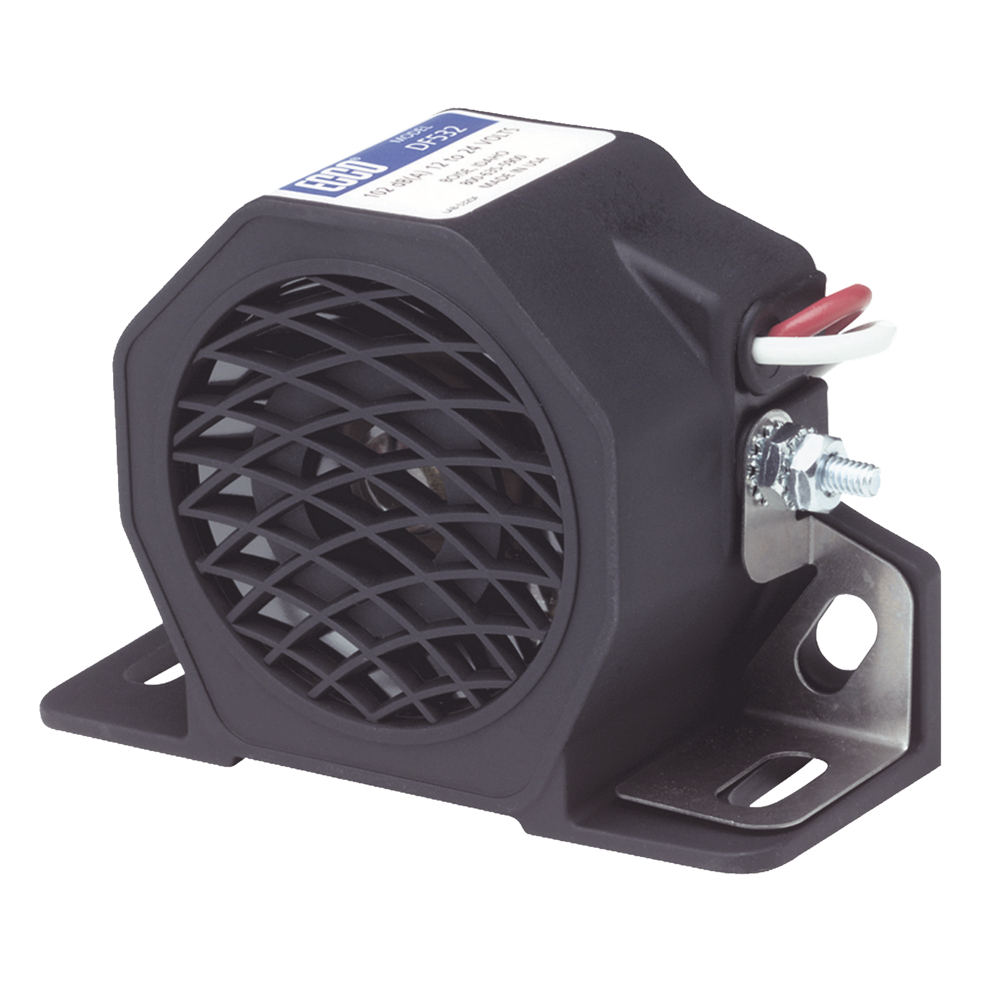 Alarma de Reversa Vehicular / 102 dB(A) / 12-24 VDC / IP64 / SAE F / Tono Dual y Doble — ECCO · SKU DF532