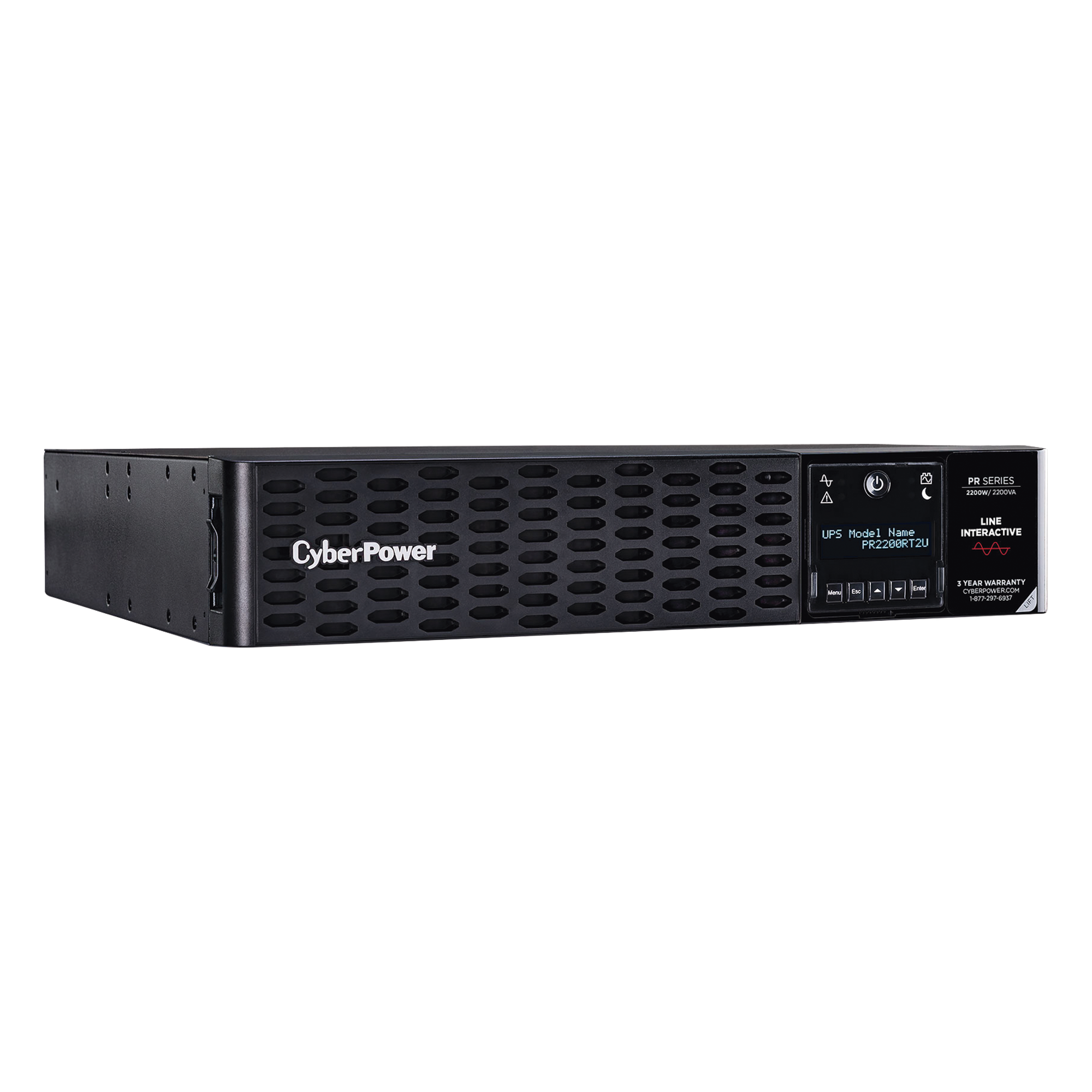 UPS de 2200 VA/2200 W, Topología Línea Interactiva, Entrada 120 Vca NEMA L5-30P, Onda Senoidal Pura, Torre o Rack 2 UR, Con 8 Tomas NEMA 5-20R