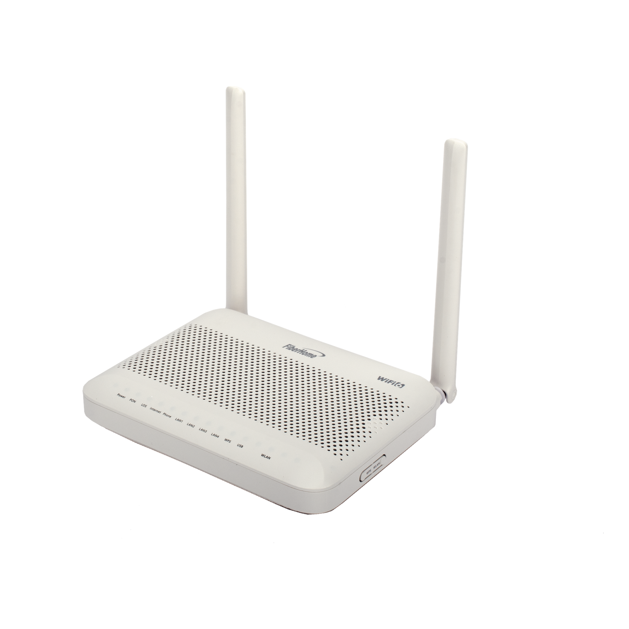 ONU GPON WiFi 6 / 4 Puertos Gigabit / 1 POTS / 2 USB / 2 Antenas 5 dBi / SC/UPC — FIBERHOME · SKU HG6145F3