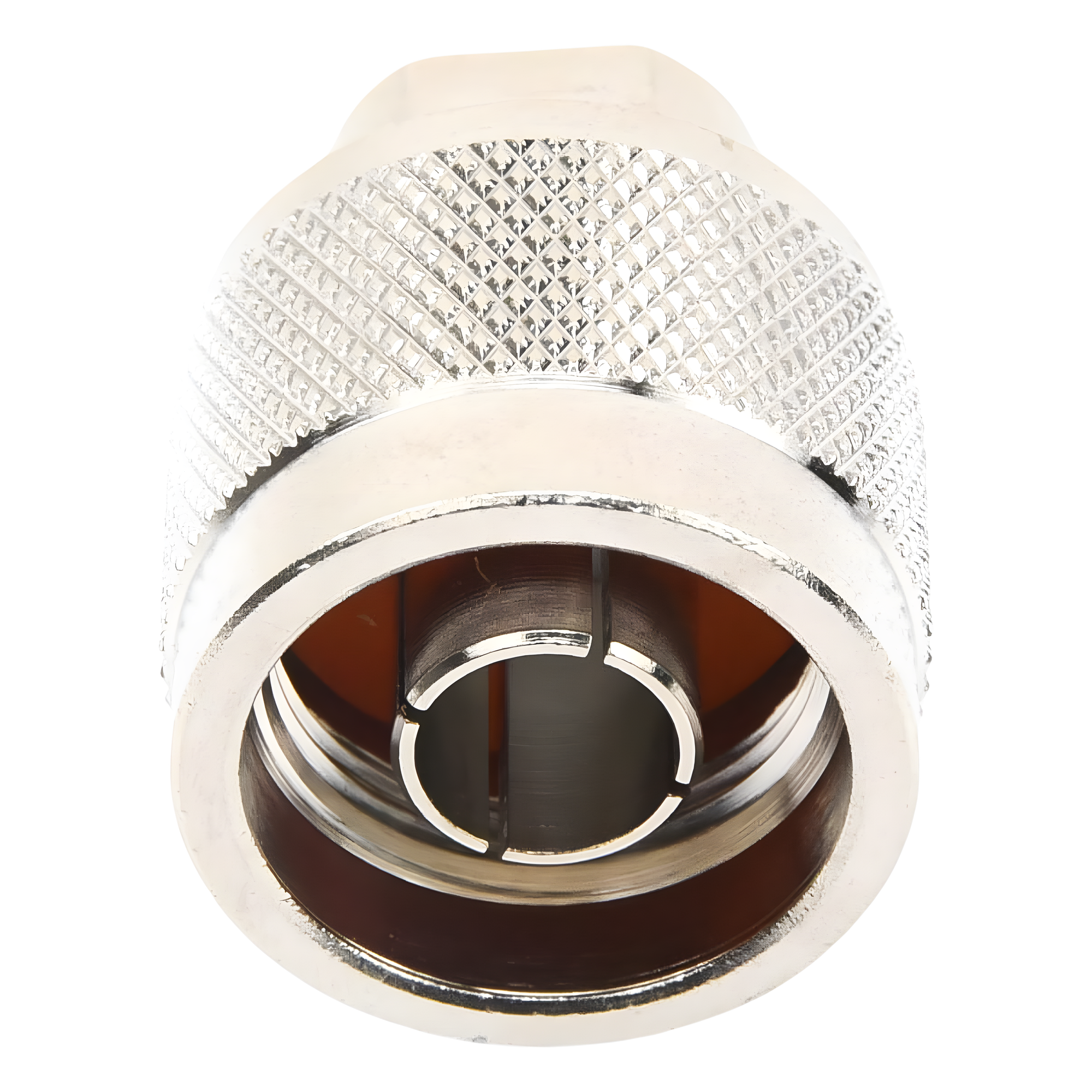 Conector Coaxial N Macho / Anillo Plegable / RG-174/U, Belden 8216 / Bronce Niquelado / Contacto Oro