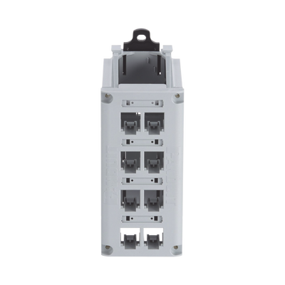 Panel de Parcheo Modular para Cobre, de Instalación en Riel DIN Estándar de 35 mm (1.38 pulgadas), 8 Puertos Mini-Com, Color Gris