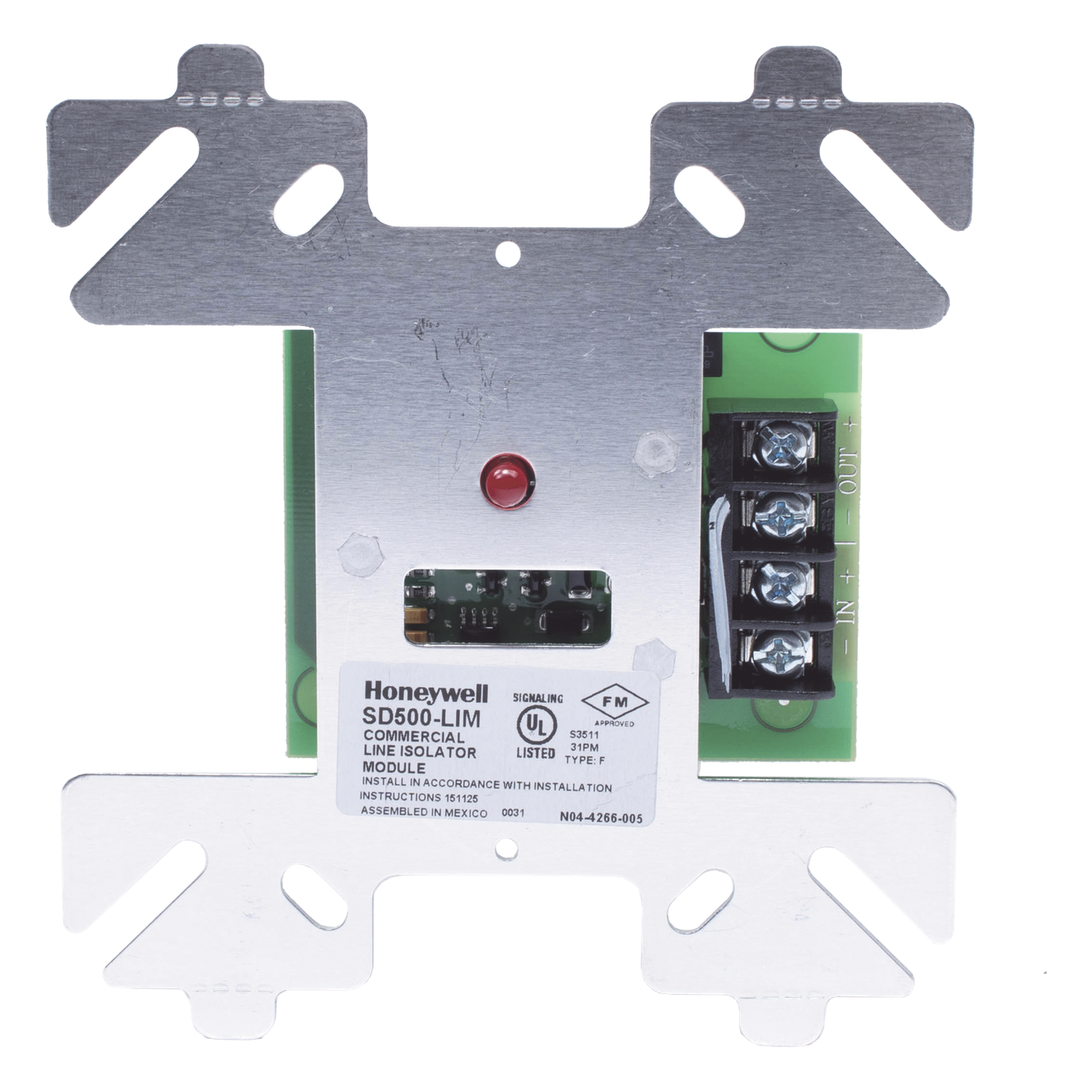 Módulo Aislador de Lazo SLC / 32V DC / Consumo 0.092 mA / Temperatura 0-49°C / UL Listed / Montaje Caja Eléctrica Estándar — SILENT KNIGHT BY HONEYWELL · SKU SD500LIM