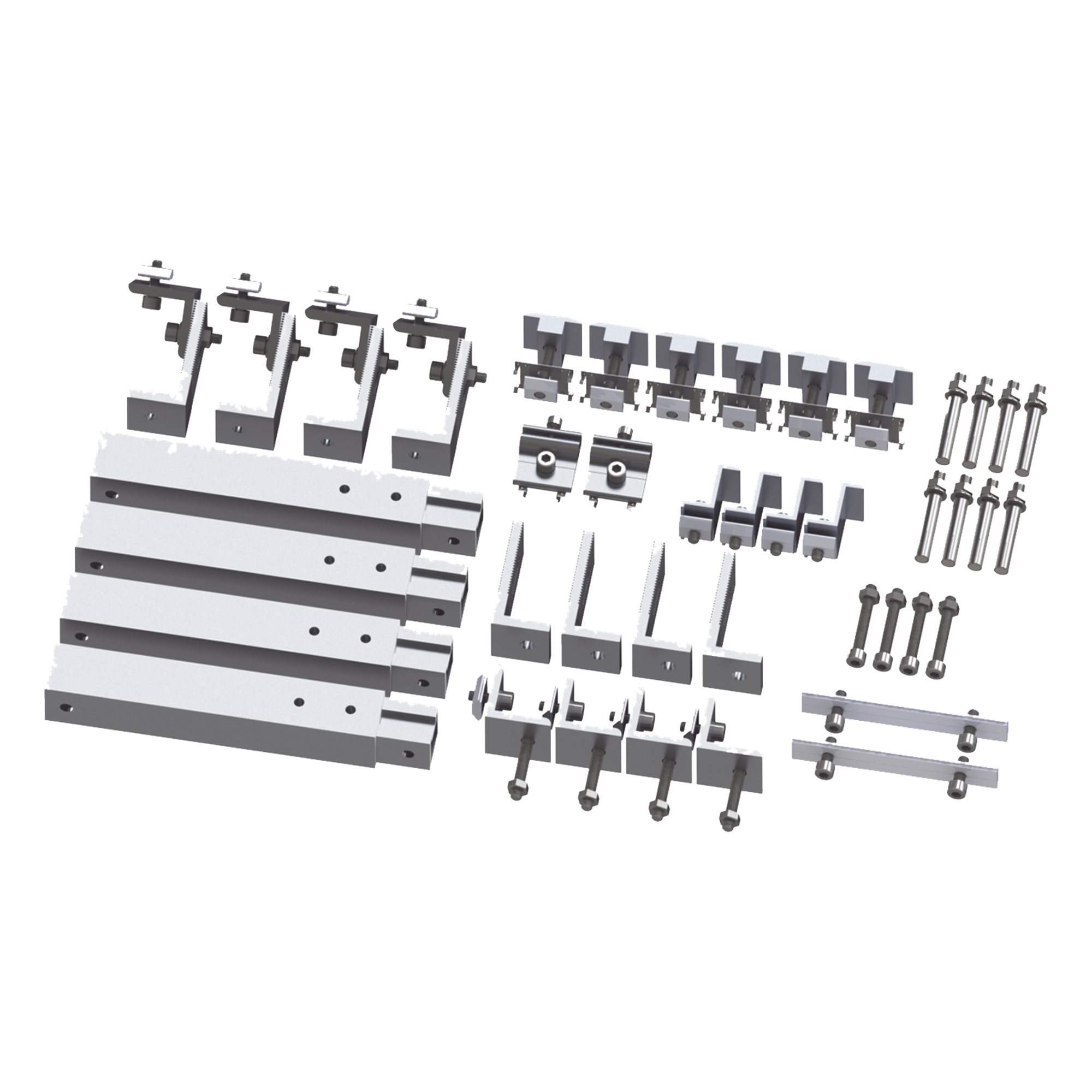 Caja de accesorios / Aluminio anodizado / Arreglo 1x4 / Techo / Viento 136 km/h / Inclinación 20°-45° — EPCOM POWERLINE · SKU EPL-AMO01-1X4ST