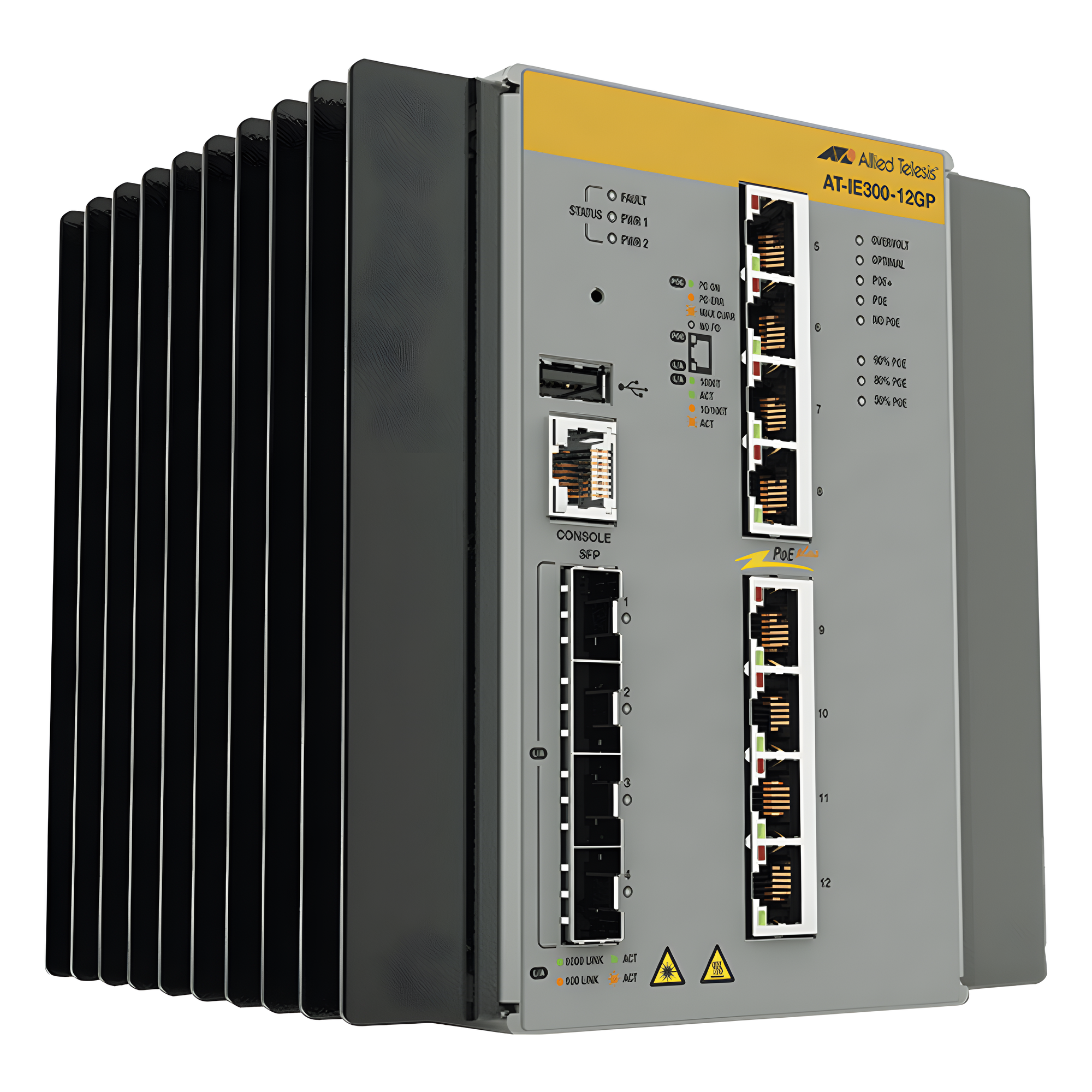 Switch Industrial Hi-PoE Continuo Administrable Capa 3 de 8 x 10/100/1000 Mbps + 4 Puertos SFP, 240 W.