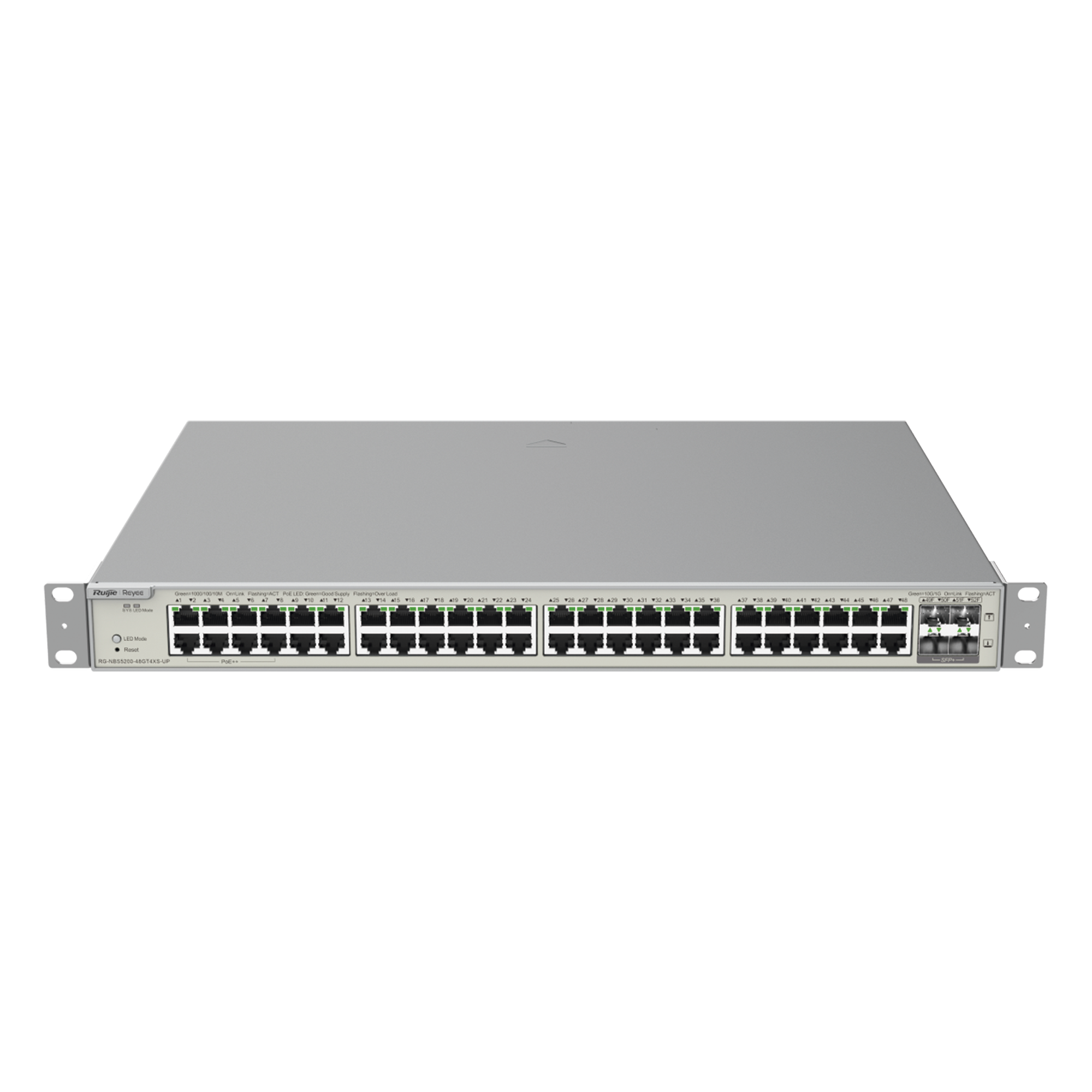 Switch Administrable Capa 3 / 48 Puertos Gigabit PoE+ / 4 SFP+ 10Gb / 176 Gb/s / 740W PoE / Protección 6 kV