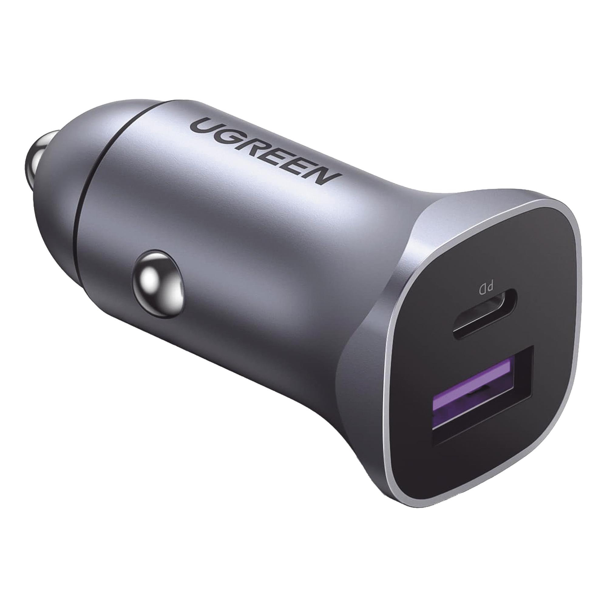 Cargador Vehicular / 30W / Puertos USB-C PD 3.0 y USB-A QC 3.0 / Entrada 12-24V / Aluminio / Protección Integral — UGREEN · SKU 40858