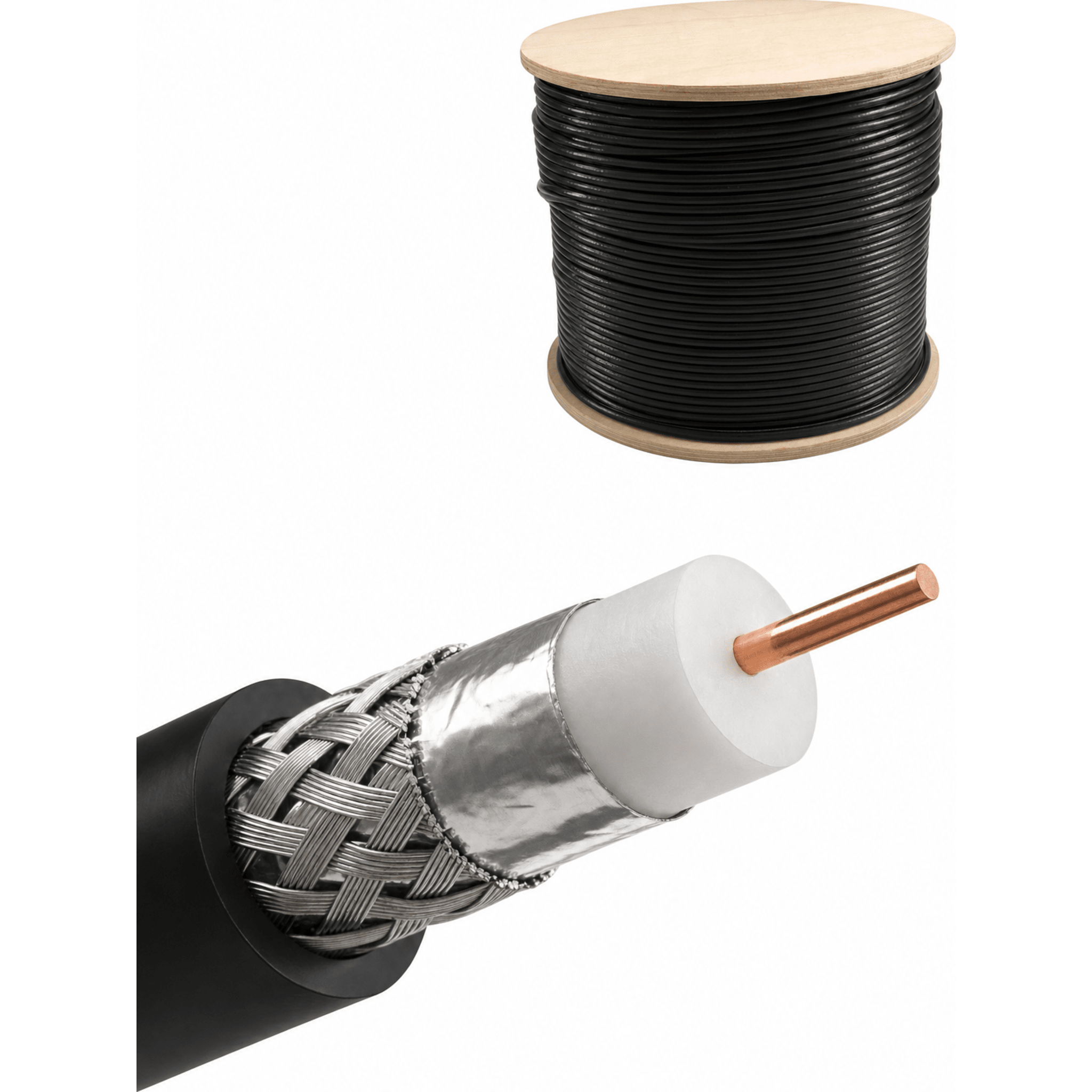 Cable Coaxial RG-8 / 305 m (1000 ft) / 50 Ohms / Conductor CCS / Malla CCS / Resistente UV — LINKEDPRO BY EPCOM · SKU LP-400/1000