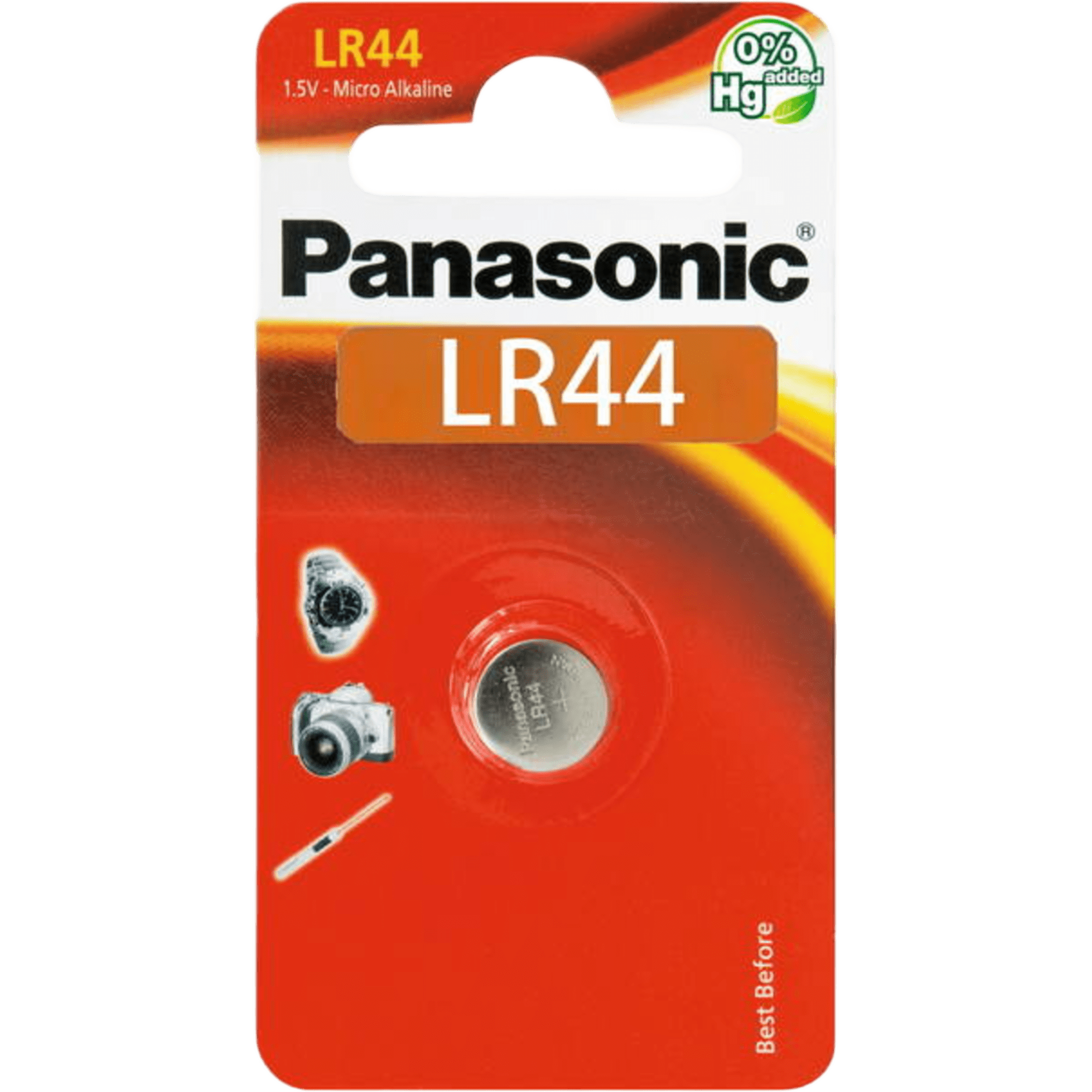 Batería Alcalina tipo LR44 (de botón) de 1.5 V 110 mAh 