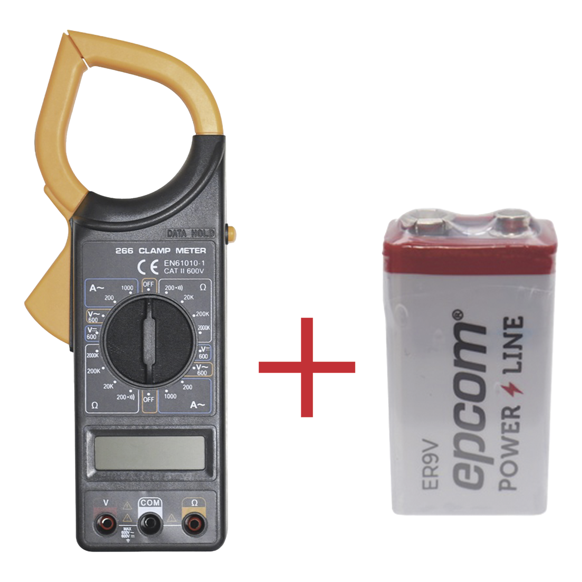 Multímetro Digital de Gancho / 600 V CA/CC / CAT II / 1000 A CA / Pinza 57 mm (2.09') / LCD 3-1/2 Dígitos — PRECISION · SKU DT266KIT