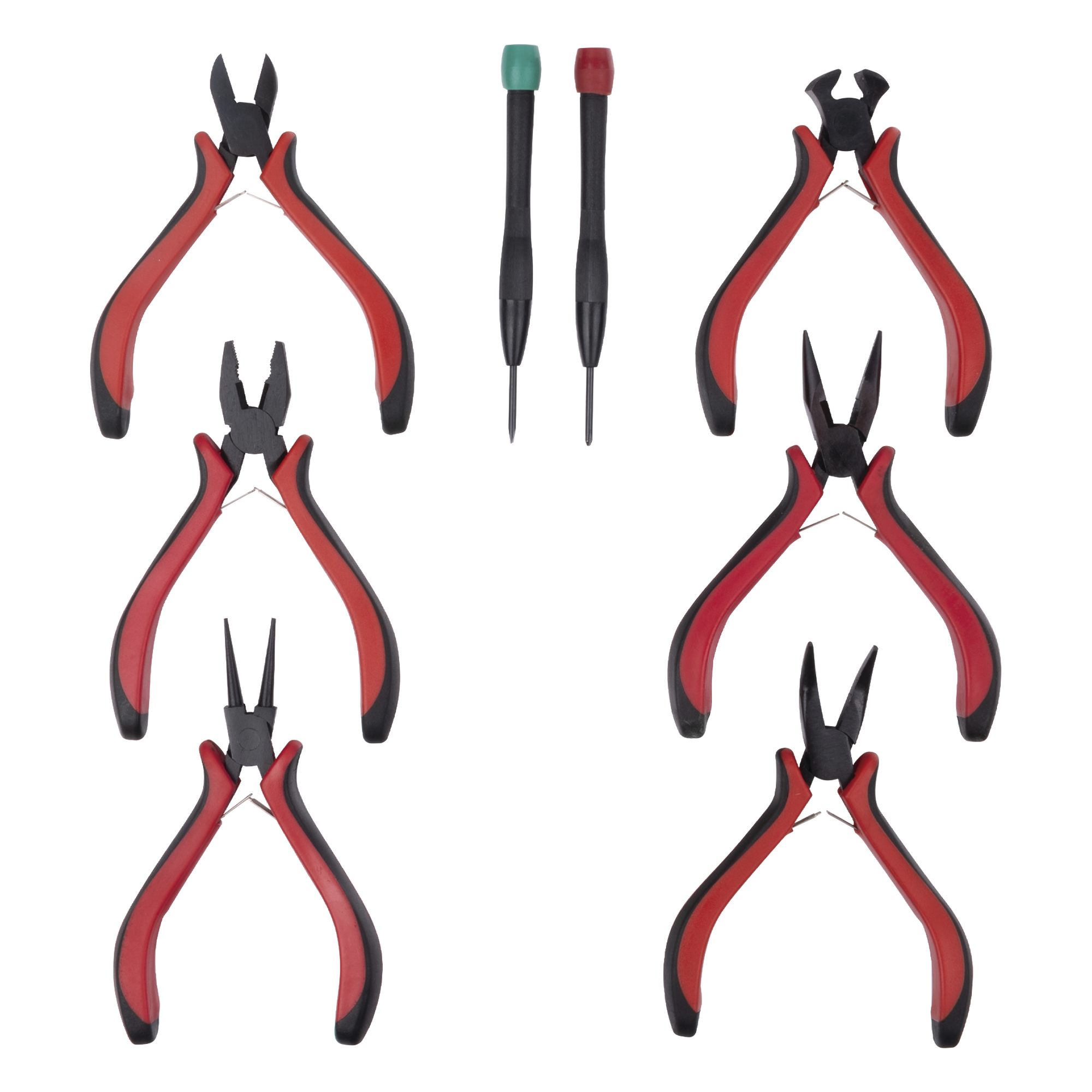 Juego de Herramientas de Precisión / 6 Pinzas de 4.5" / 2 Desarmadores Joyero / Mango Ergonómico / Diseño Compacto — EPCOM POWERLINE · SKU EPNTK8