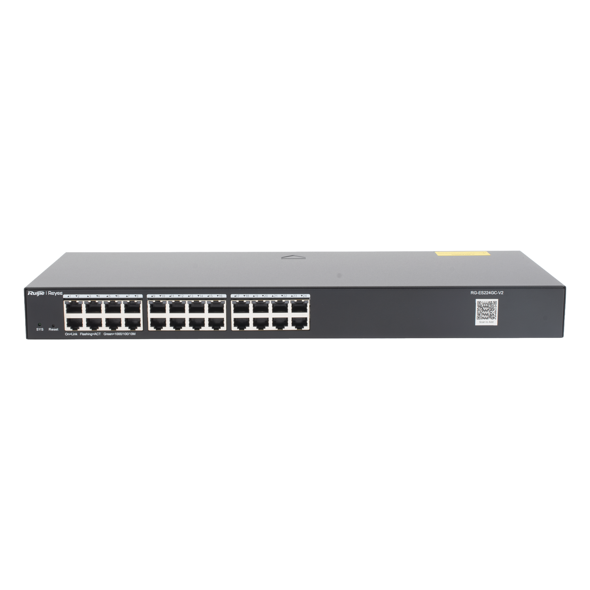 Switch Administrable / 24 Puertos Gigabit / Auto-Negociación / Gestión en la Nube / Montaje Rack / Compatible CCTV — RUIJIE · SKU RG-ES224GC-V2