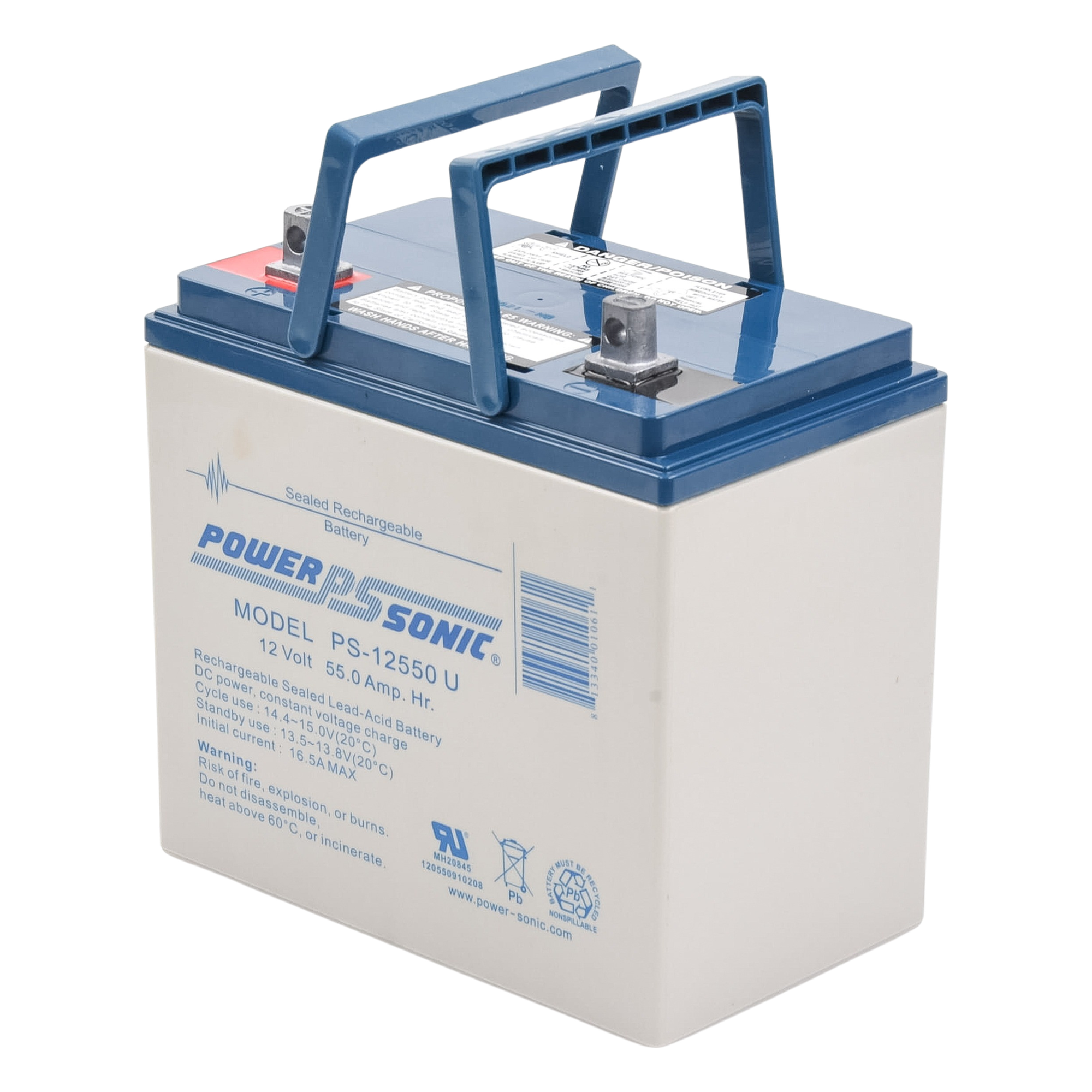 Batería 12V, 55AH, Para Respaldo, Tecnologías AGM/VRLA, 5 Años Vida Útil, Terminales U, Reconocida UL 