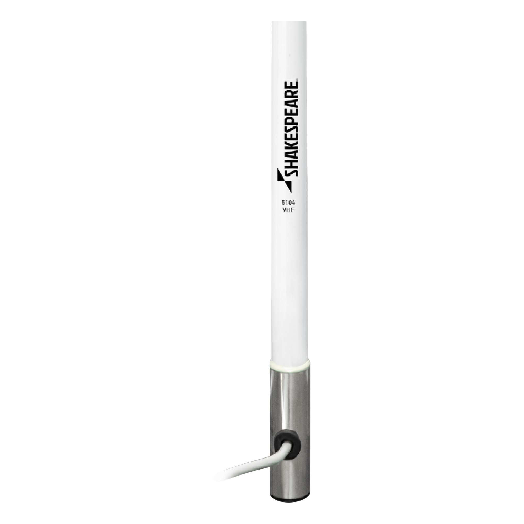 Antena Marina VHF / Base 1.2 m (3.9 ft) / 3 dB / 50 W / Cable RG-58 4.5 m (15 ft) / Banda Ancha 5 MHz / Soporte Latón Cromado