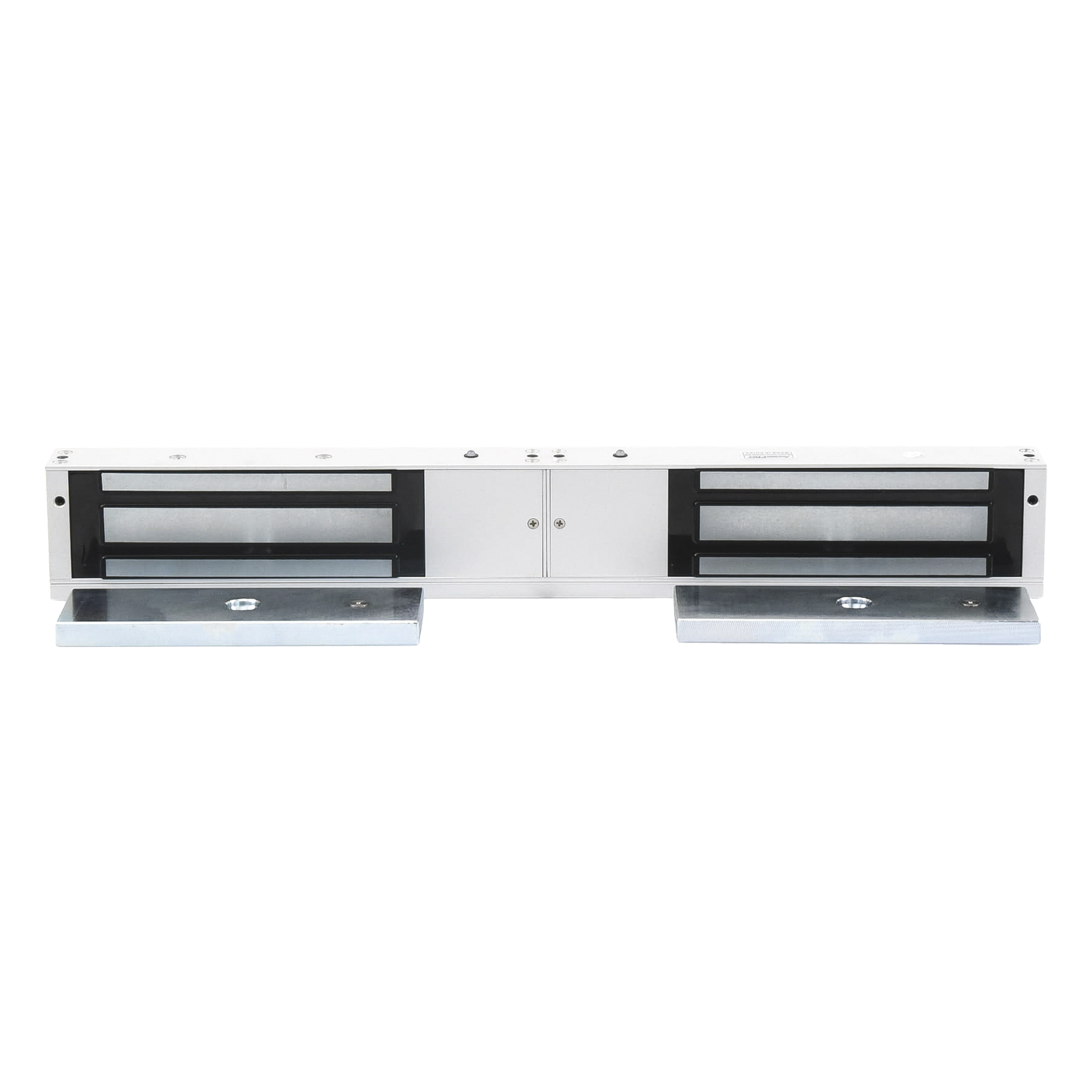 Chapa Magnética Doble para Aplicación en Puertas de Doble Hoja. 1200 lbs(x 2). LED