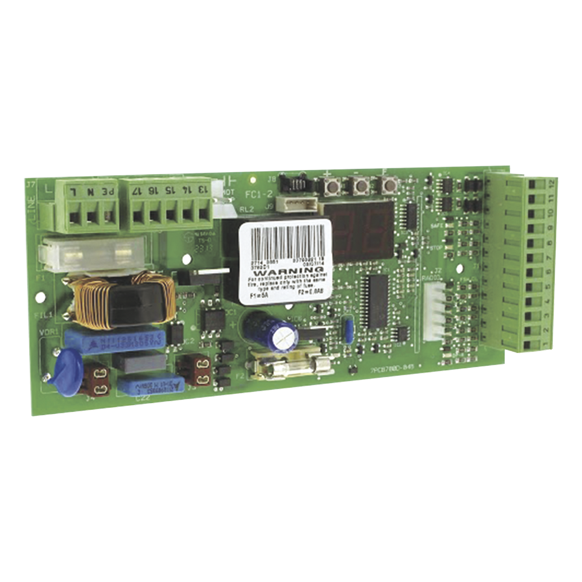 Tarjeta Electrónica para Operador de Puerta Industrial / Control Motor 1PH / Ahorro Energético 30% / Protección Sobretensión y Cortocircuito / Diseño Compacto — FAAC · SKU 63000710
