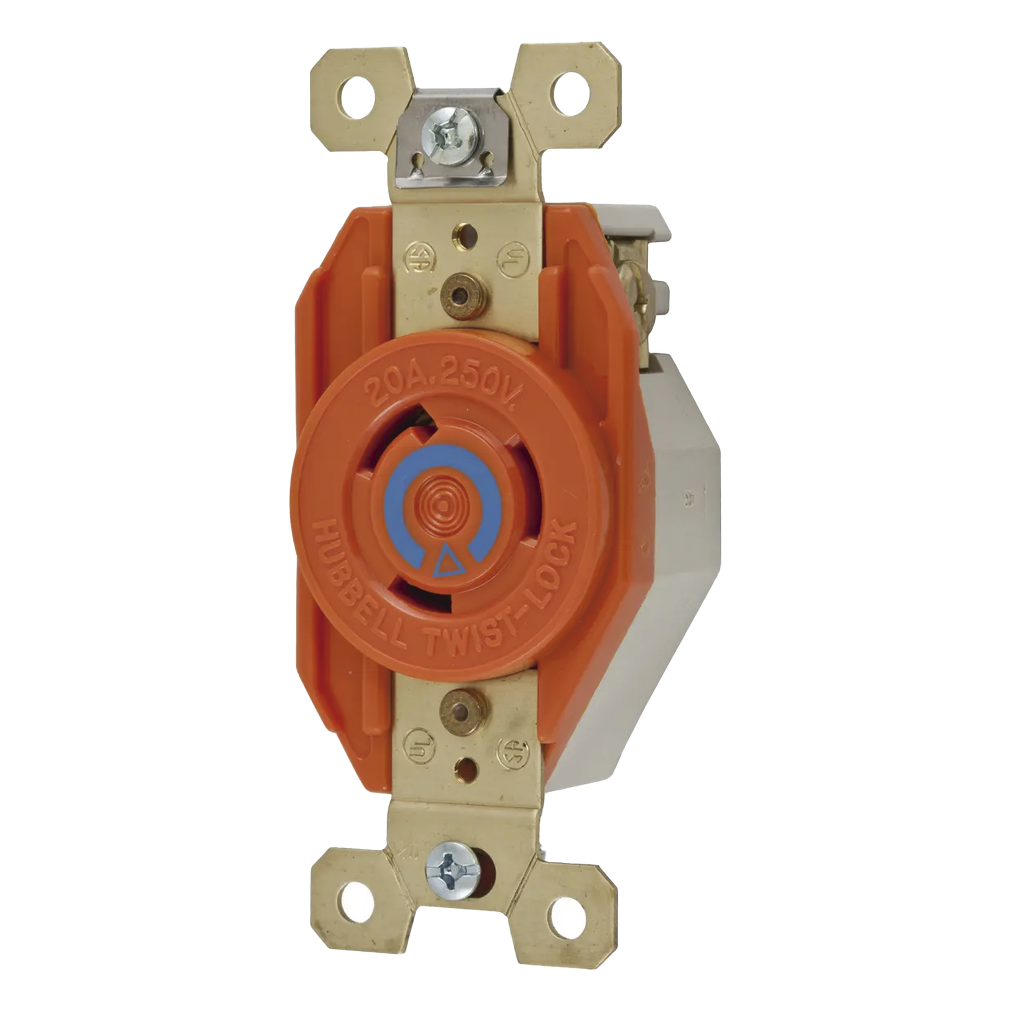Receptáculo Sencillo de Media Vuelta / 20 A 250 V CA / 2 Polos 3 Hilos / Nema L6-20R / 3.28" x 1.70" x 1.24" (83.3 x 43.2 x 31.5 mm) — HUBBELL · SKU HUB-IG23-20